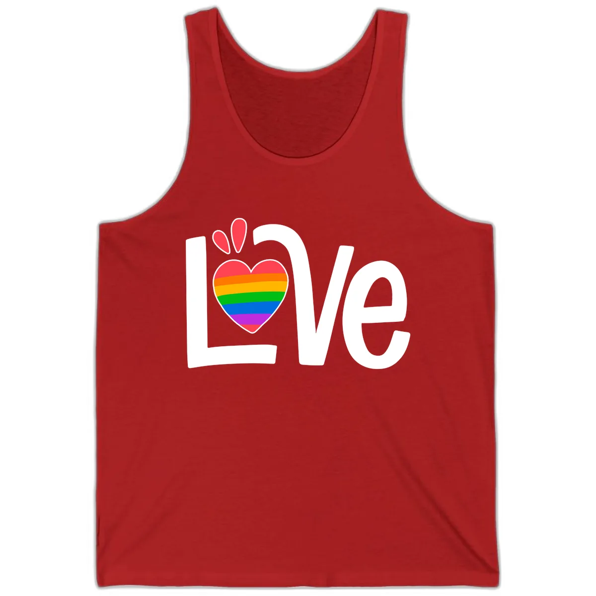Love Pride Rainbow Heart Tank in Red