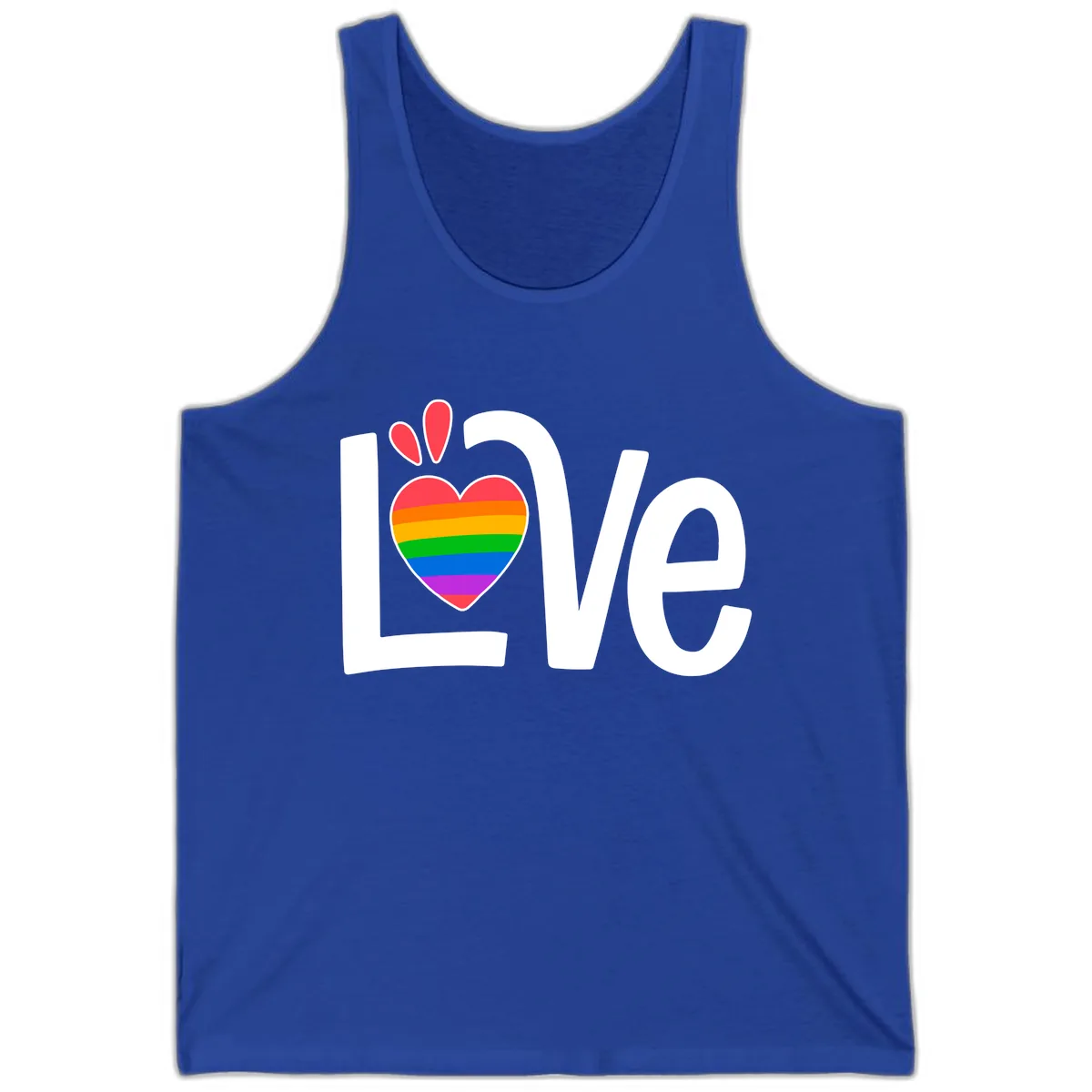 Love Pride Rainbow Heart Tank in True Royal