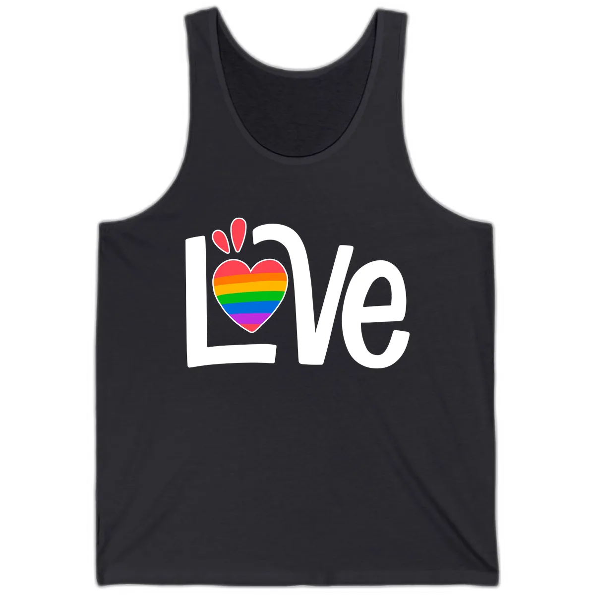 Love Pride Rainbow Heart Tank in Dark Grey