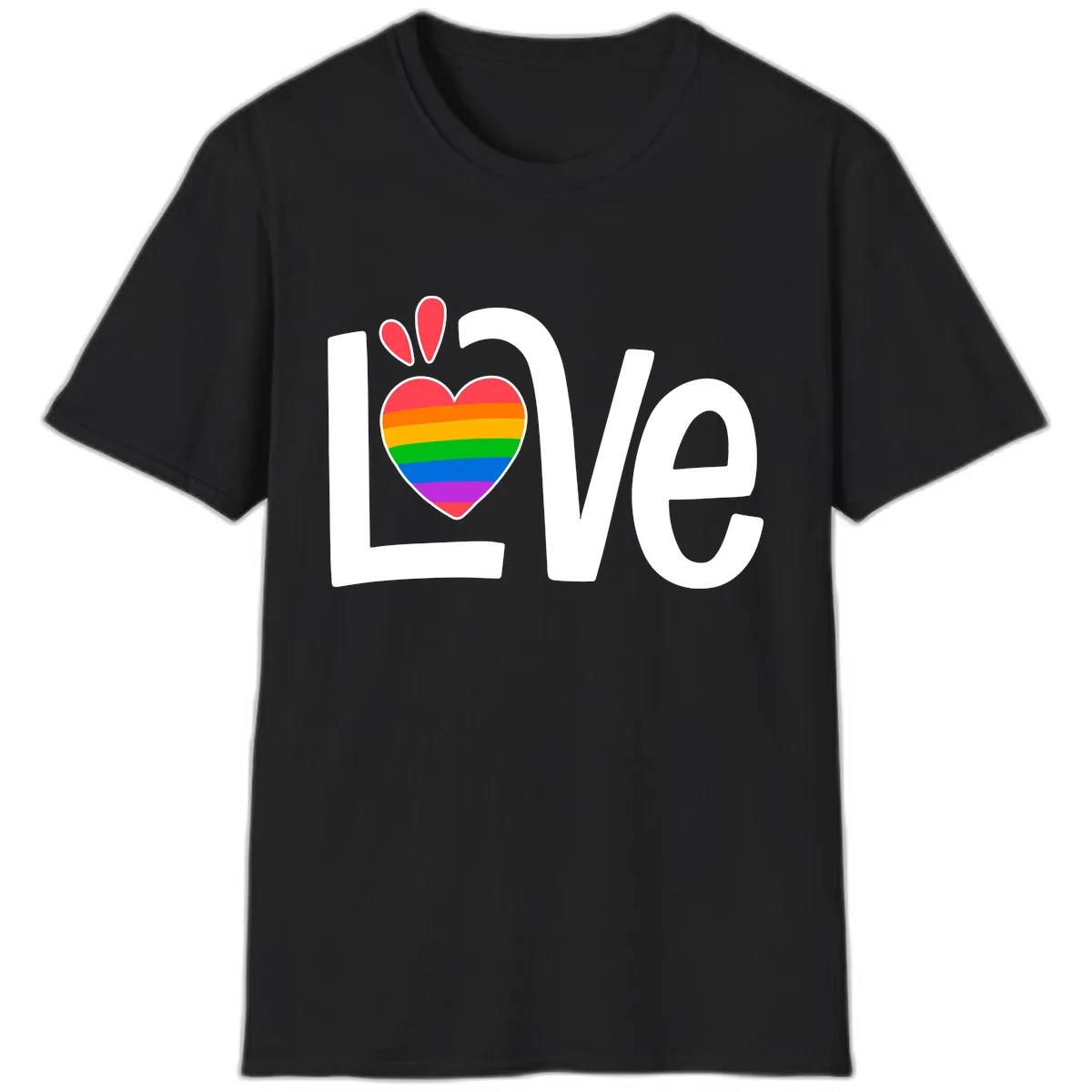 Love Pride Rainbow Heart T-Shirt in Black