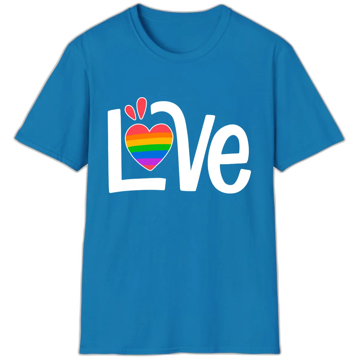 Love Pride Rainbow Heart T-Shirt in Sapphire