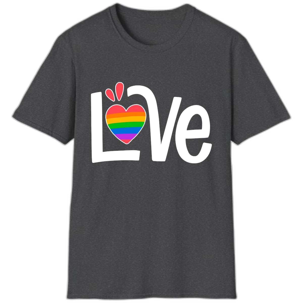 Love Pride Rainbow Heart T-Shirt in Dark Heather