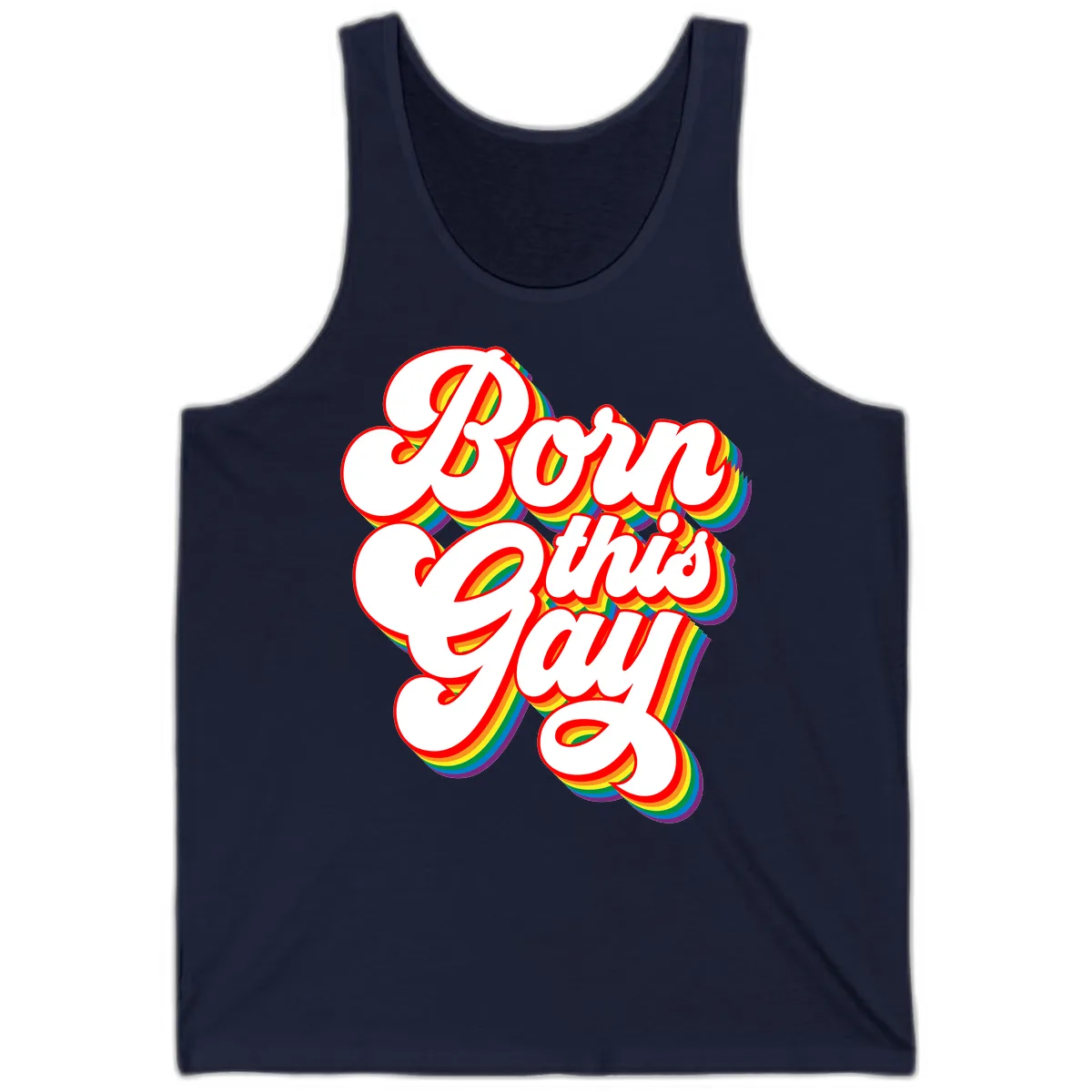 Born This Gay Pride Design Tank in Navy
