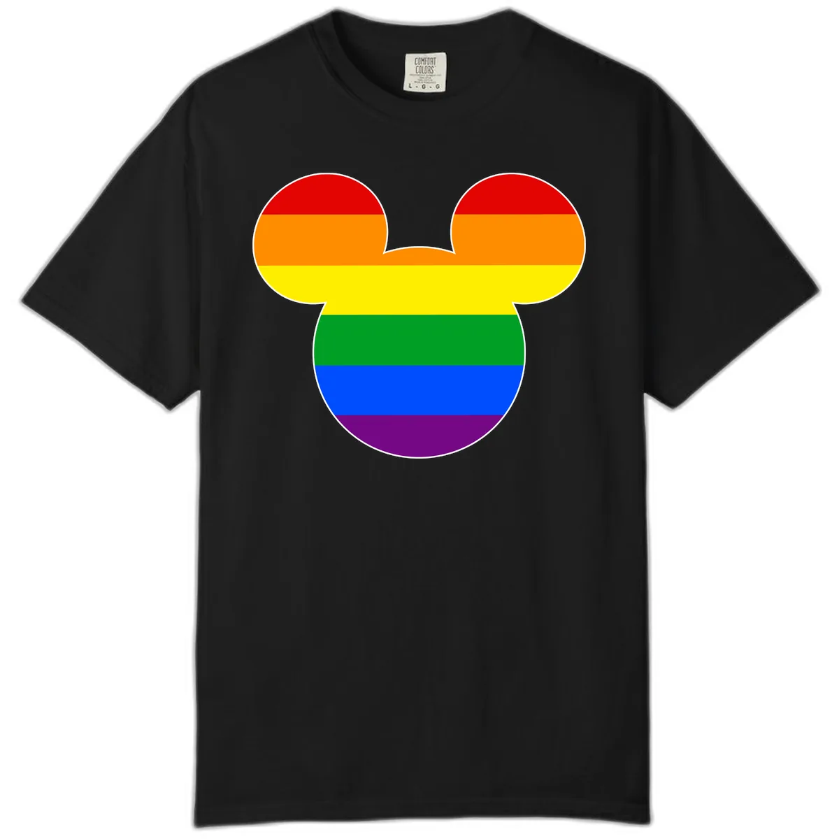 Rainbow Pride Mouse Ears Comfort Color in Black