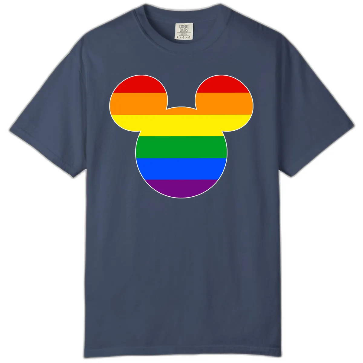 Rainbow Pride Mouse Ears Comfort Color in Midnight