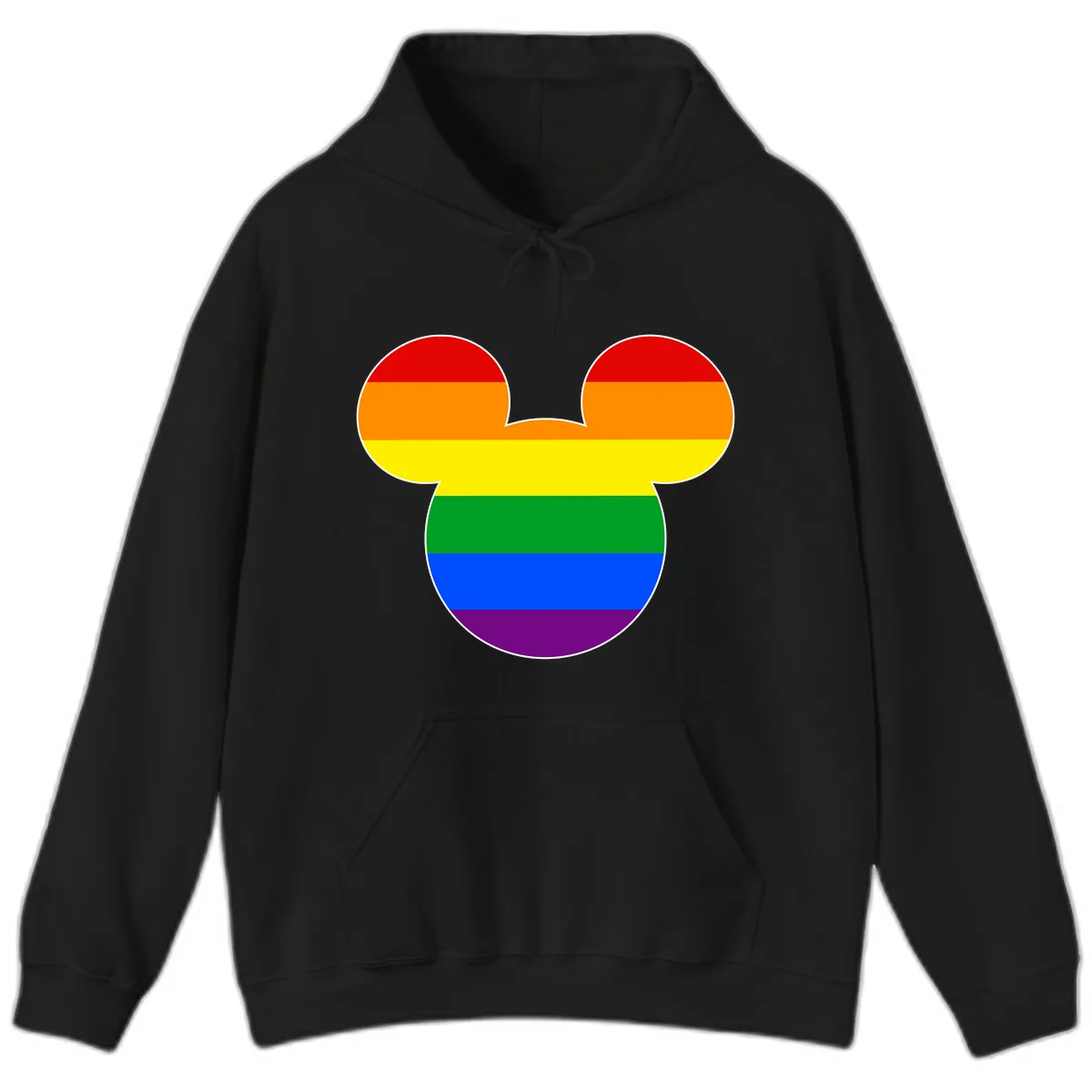 Rainbow Pride Mouse Ears Hoodie in Black