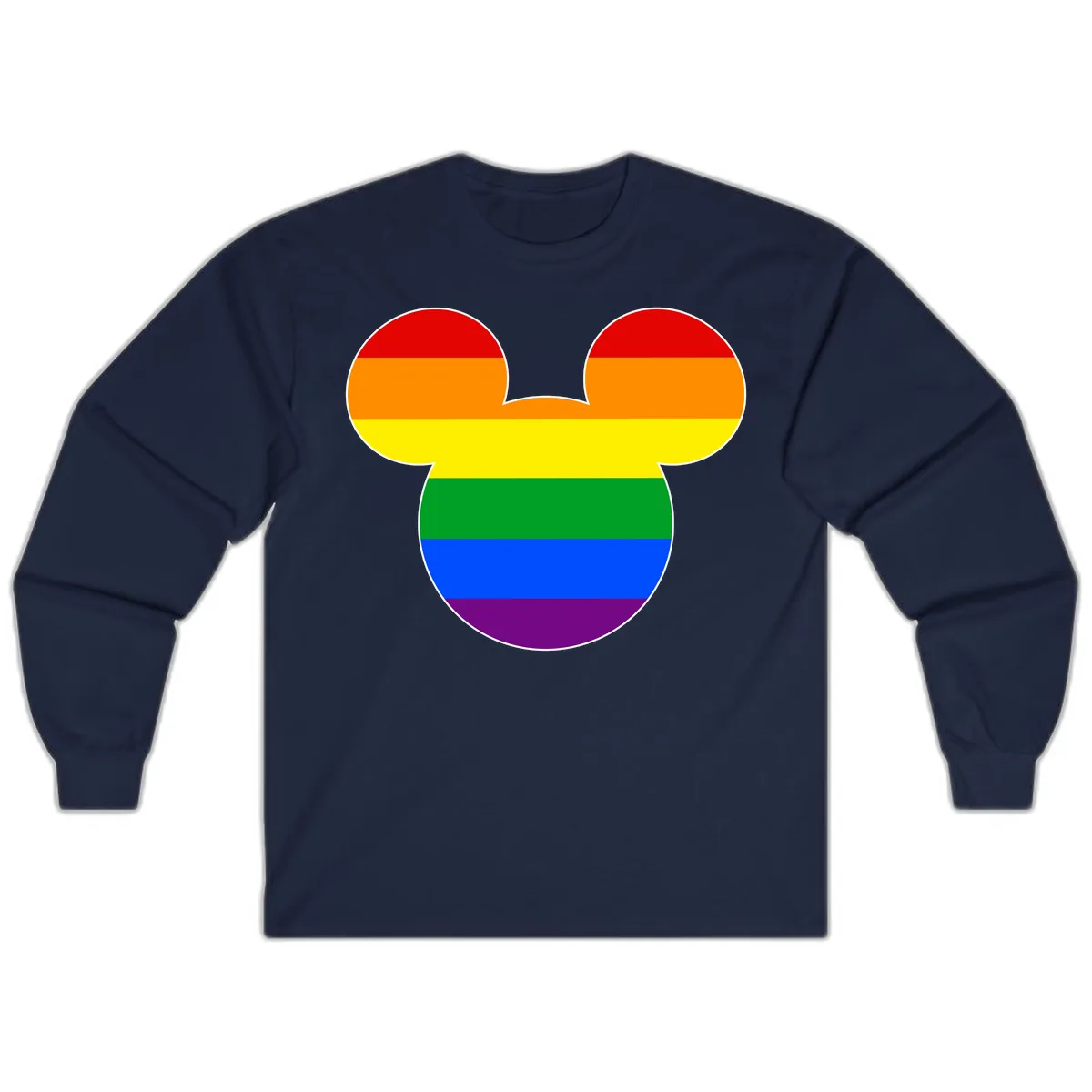 Rainbow Pride Mouse Ears Long Sleeve in Navy