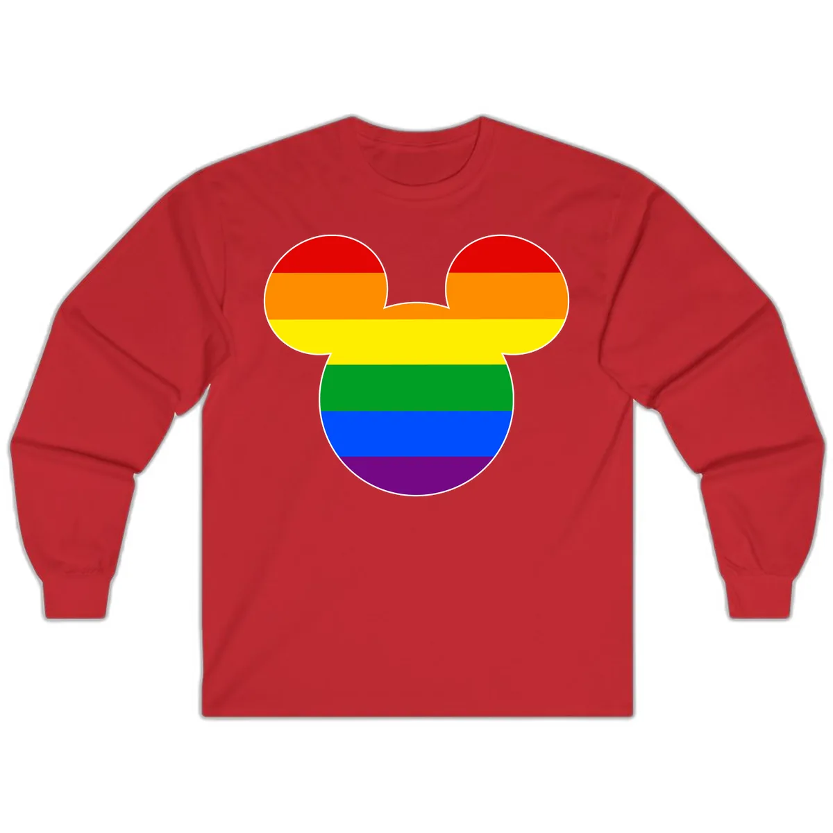 Rainbow Pride Mouse Ears Long Sleeve in Red