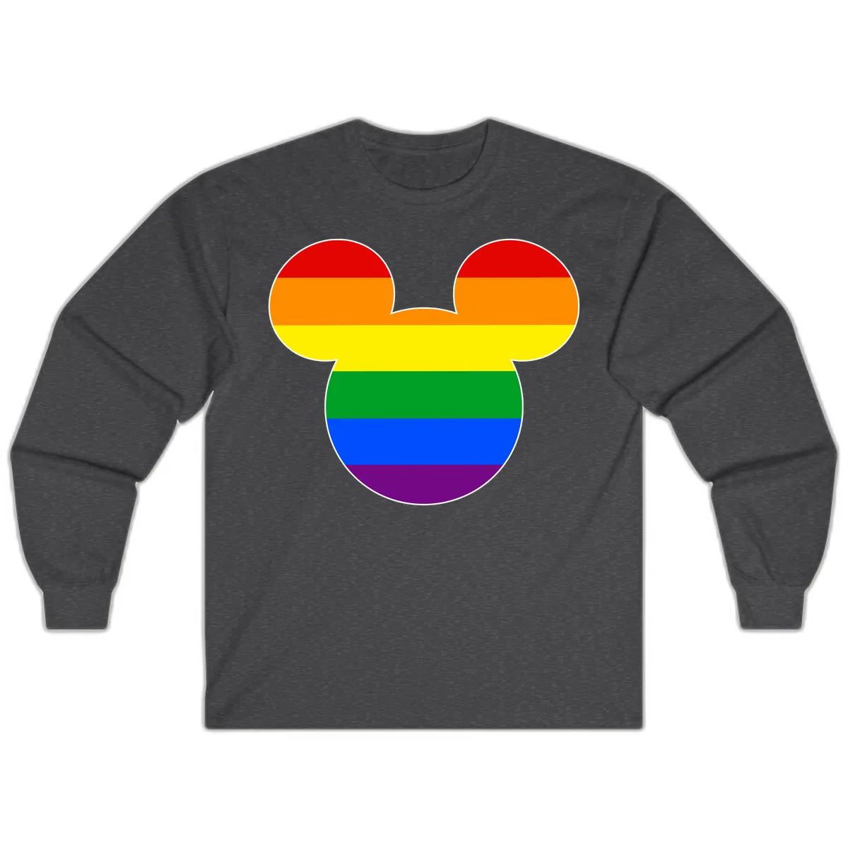 Rainbow Pride Mouse Ears Long Sleeve in Dark Heather