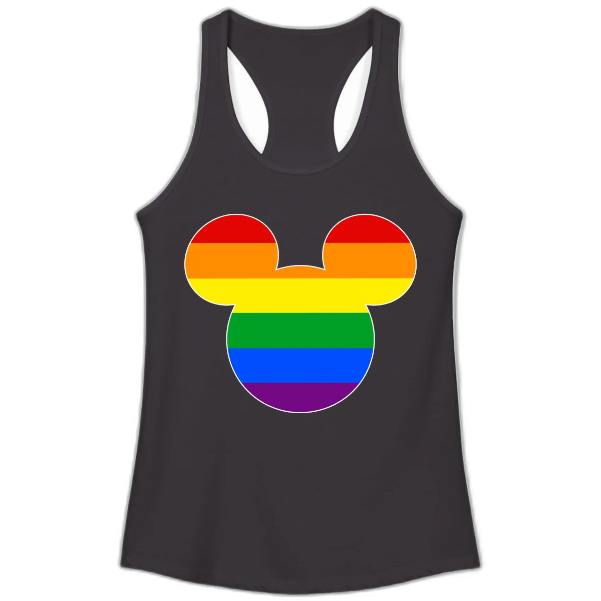 Rainbow Pride Mouse Ears Ladies Tank in Black