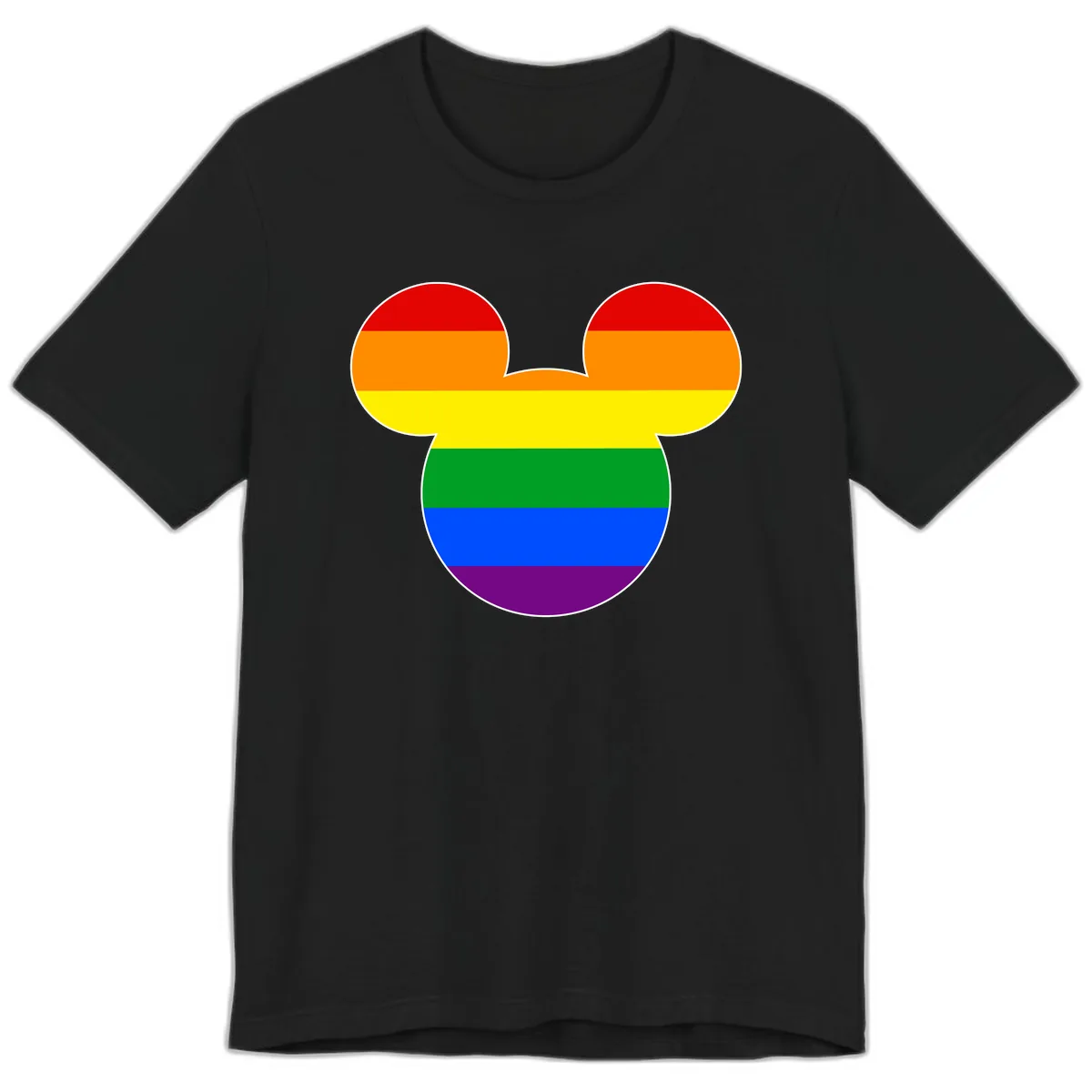 Rainbow Pride Mouse Ears Premium T-Shirt in Black