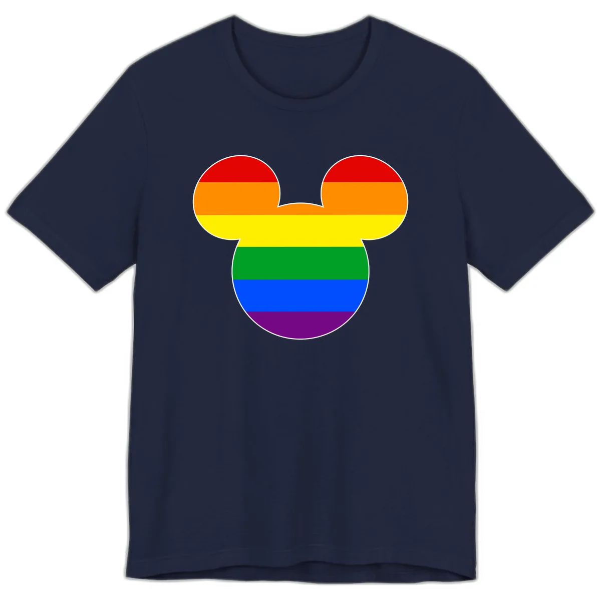 Rainbow Pride Mouse Ears Premium T-Shirt in Navy