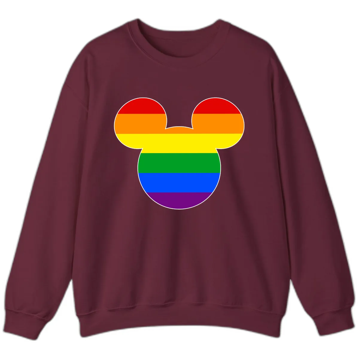 Rainbow Pride Mouse Ears Sweatshirt in Maroon