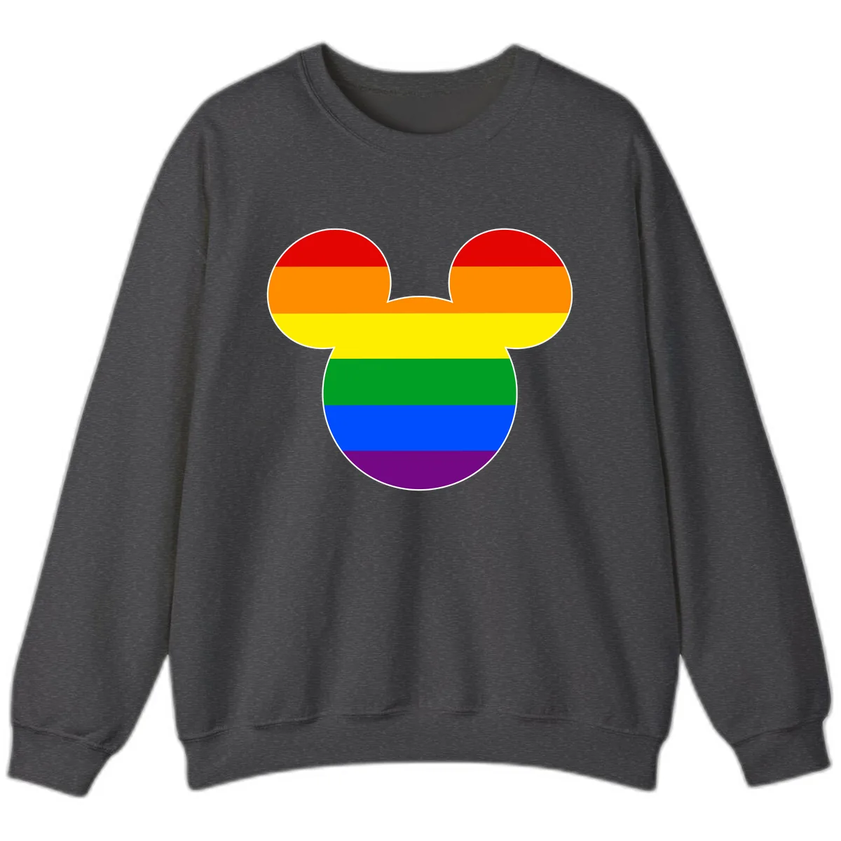 Rainbow Pride Mouse Ears Sweatshirt in Dark Heather