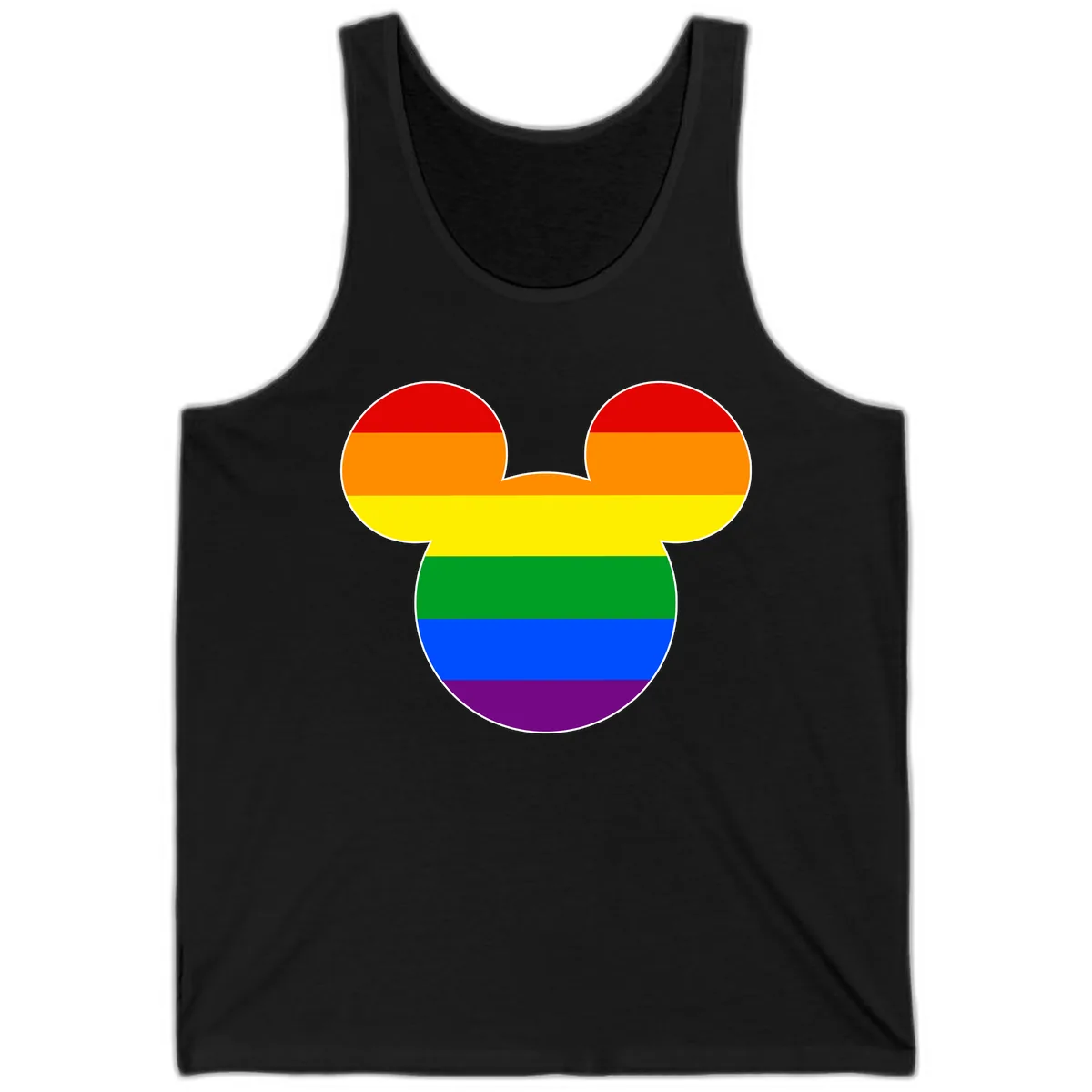 Rainbow Pride Mouse Ears Tank in Black