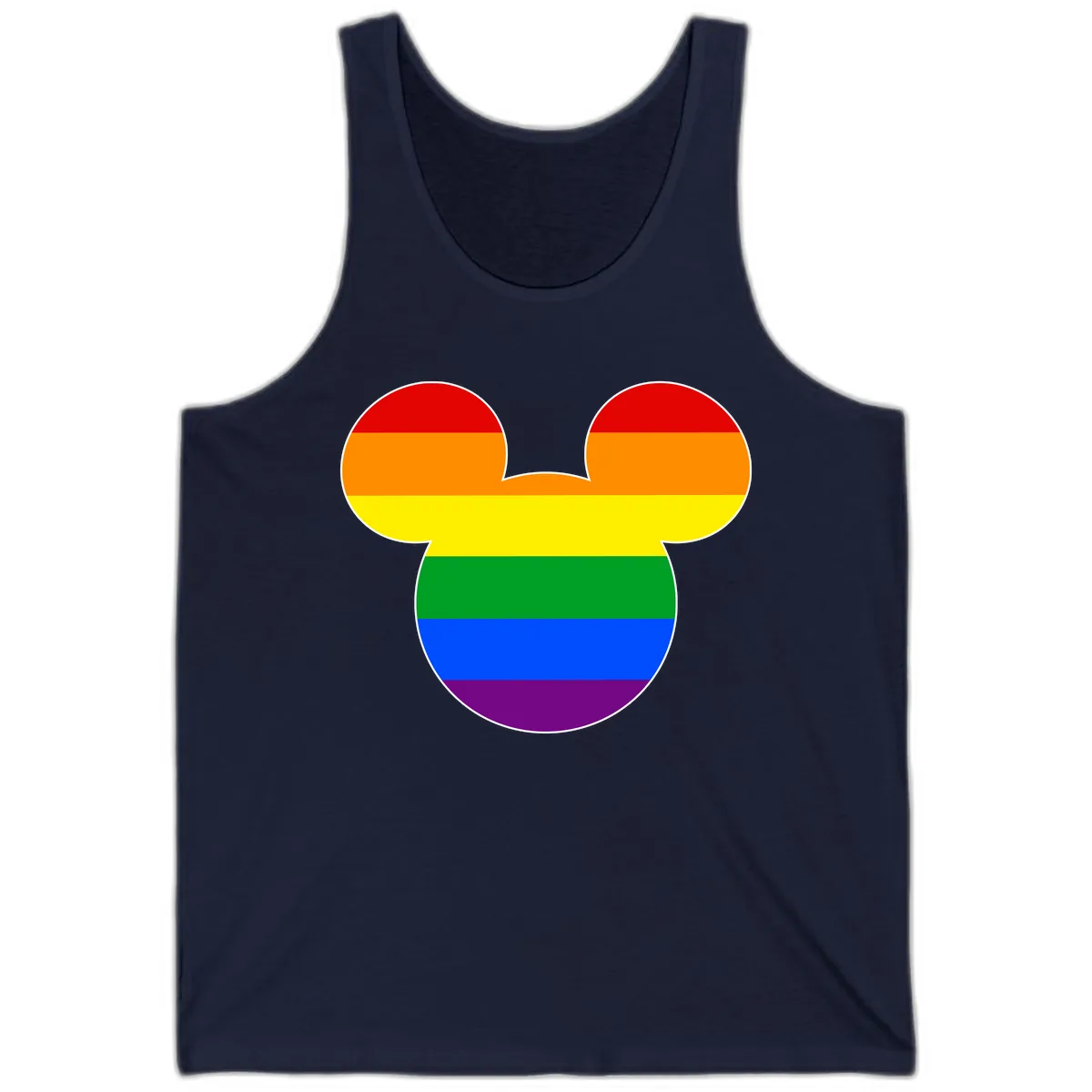 Rainbow Pride Mouse Ears Tank in Navy