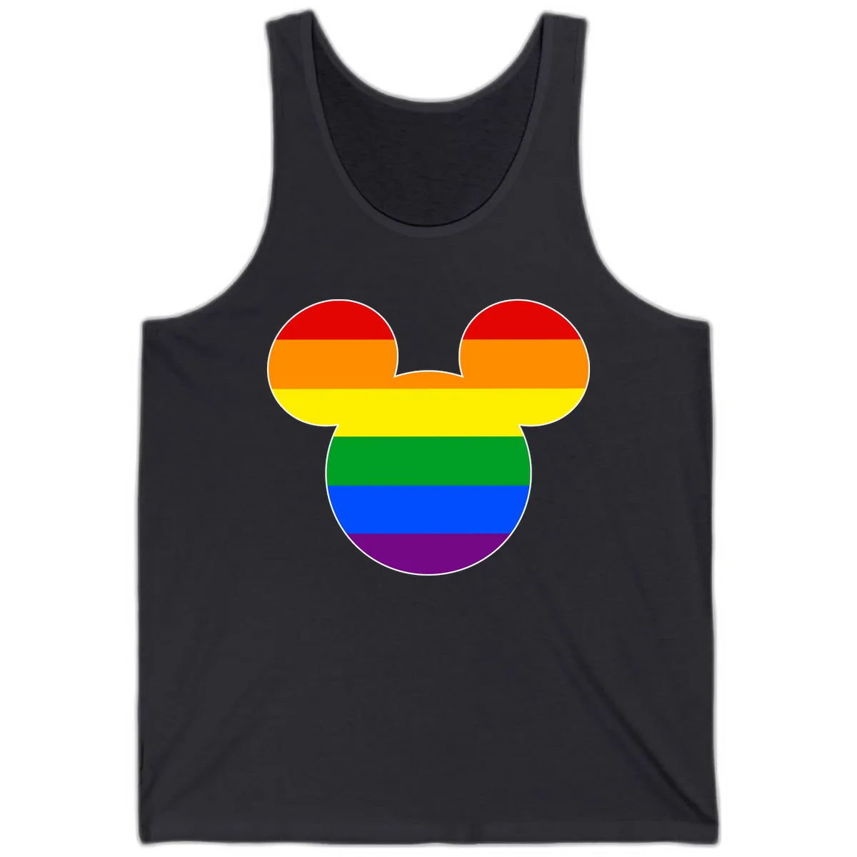 Rainbow Pride Mouse Ears Tank in Dark Grey