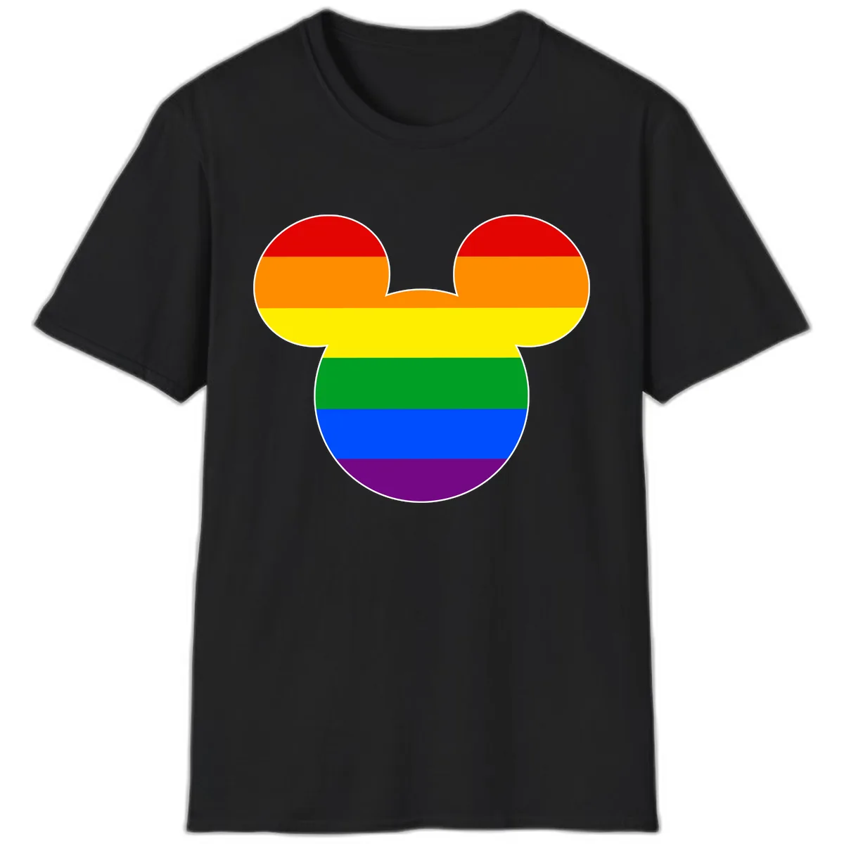 Rainbow Pride Mouse Ears T-Shirt in Black