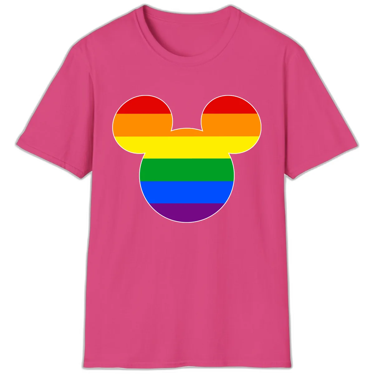 Rainbow Pride Mouse Ears T-Shirt in Heliconia
