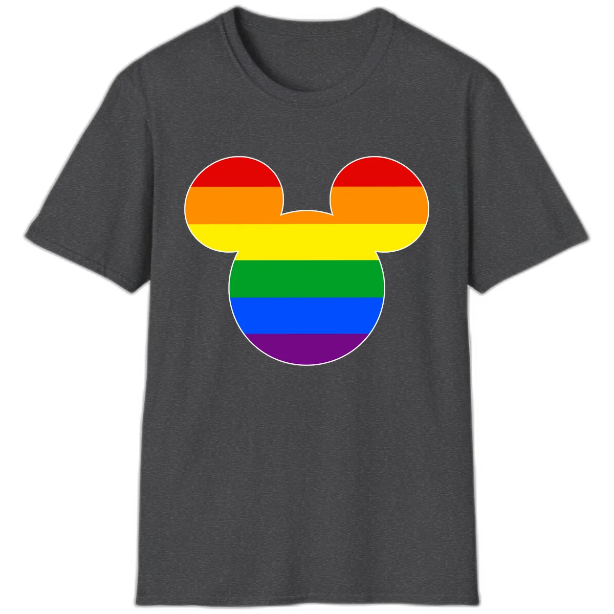 Rainbow Pride Mouse Ears T-Shirt in Dark Heather
