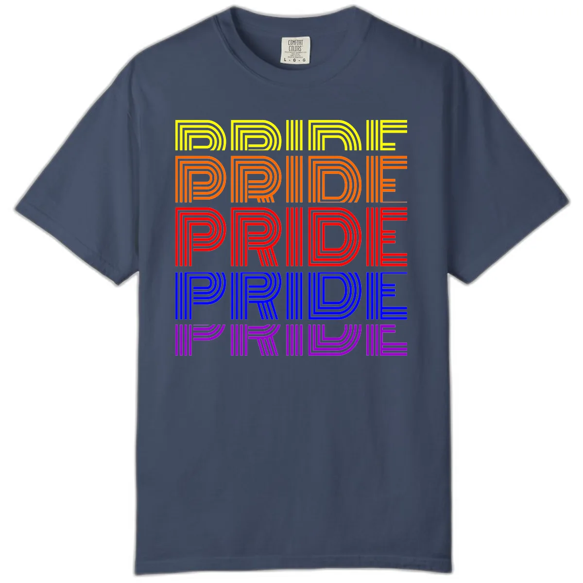 Rainbow Pride Repeating Text Design Comfort Color in Midnight