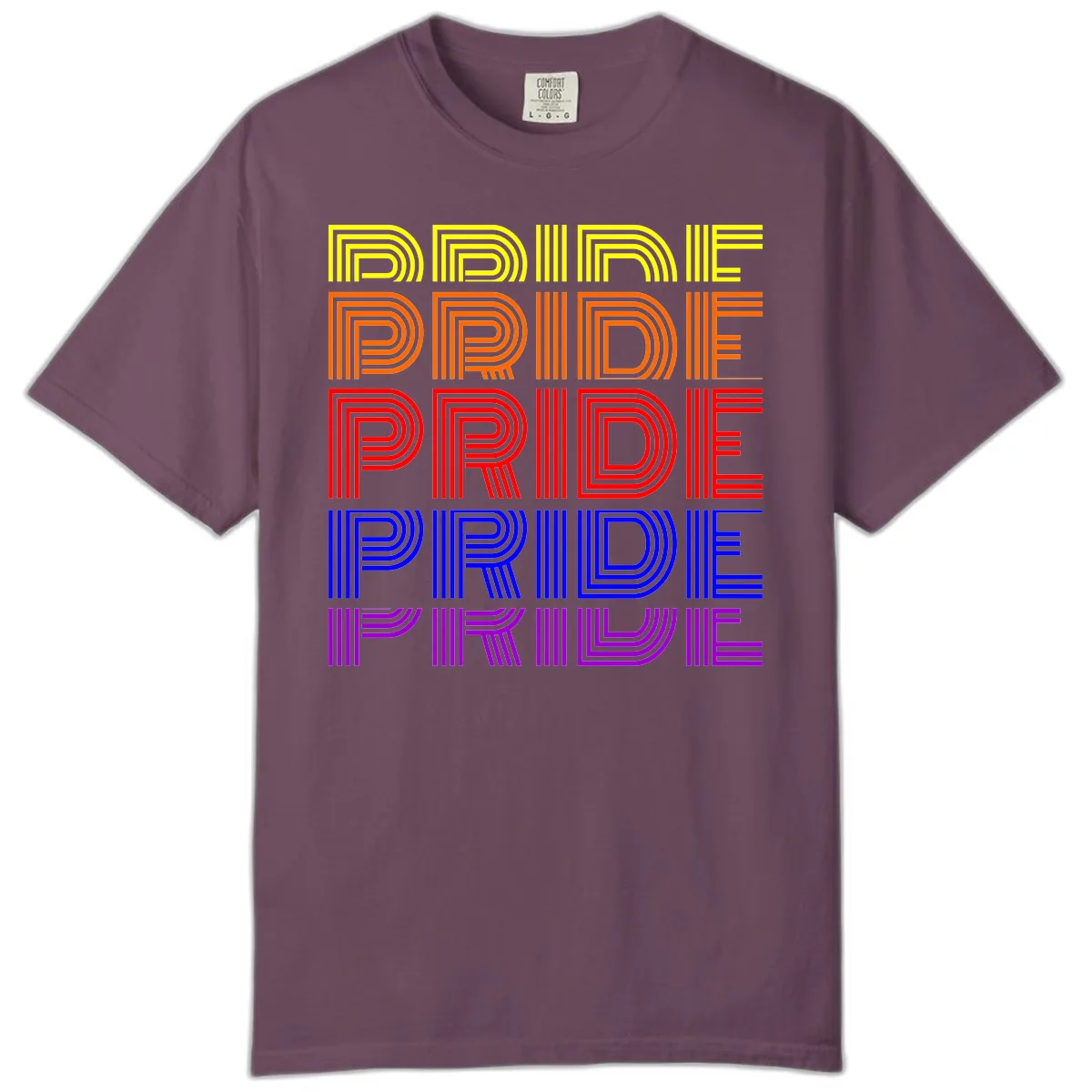 Rainbow Pride Repeating Text Design Comfort Color in Berry