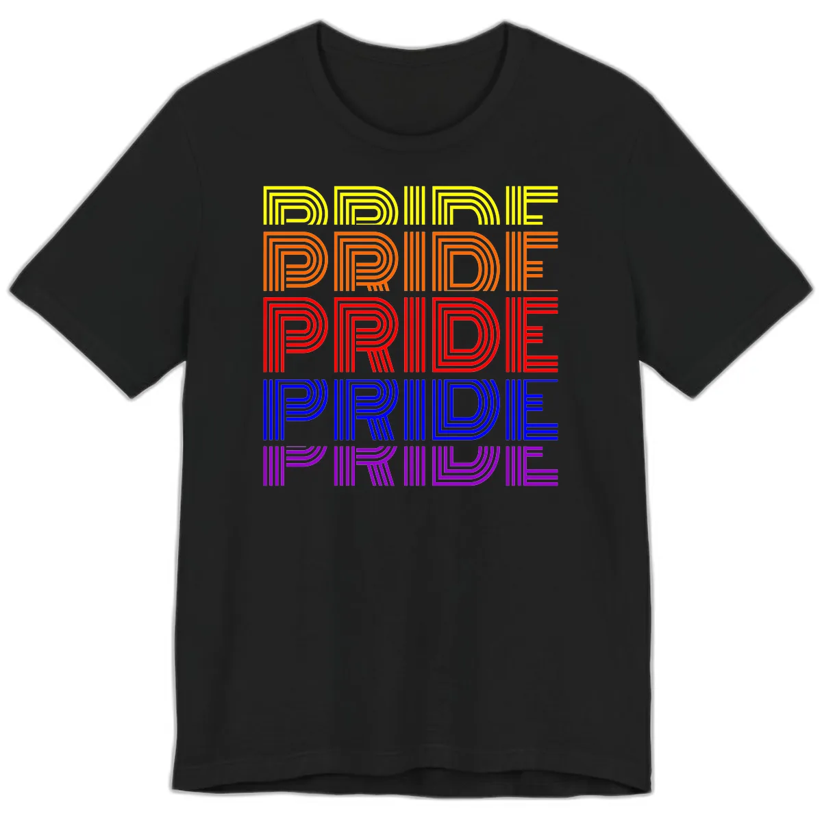 Rainbow Pride Repeating Text Design Premium T-Shirt in Black