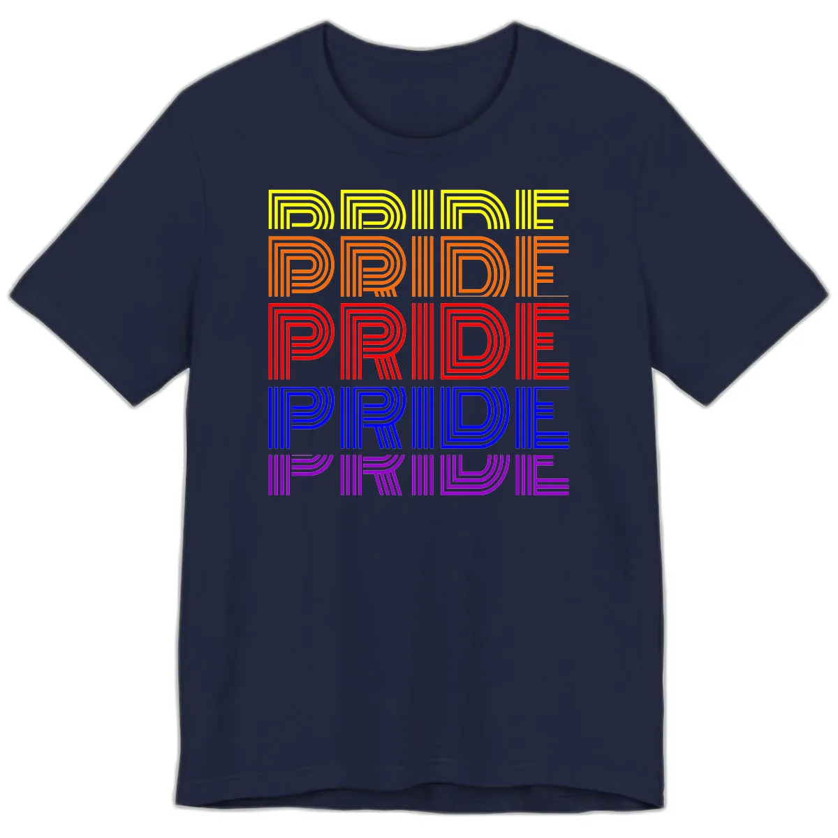 Rainbow Pride Repeating Text Design Premium T-Shirt in Navy