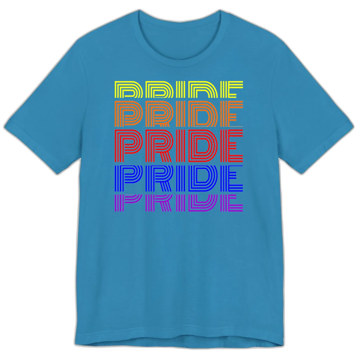 Rainbow Pride Repeating Text Design Premium T-Shirt in Aqua