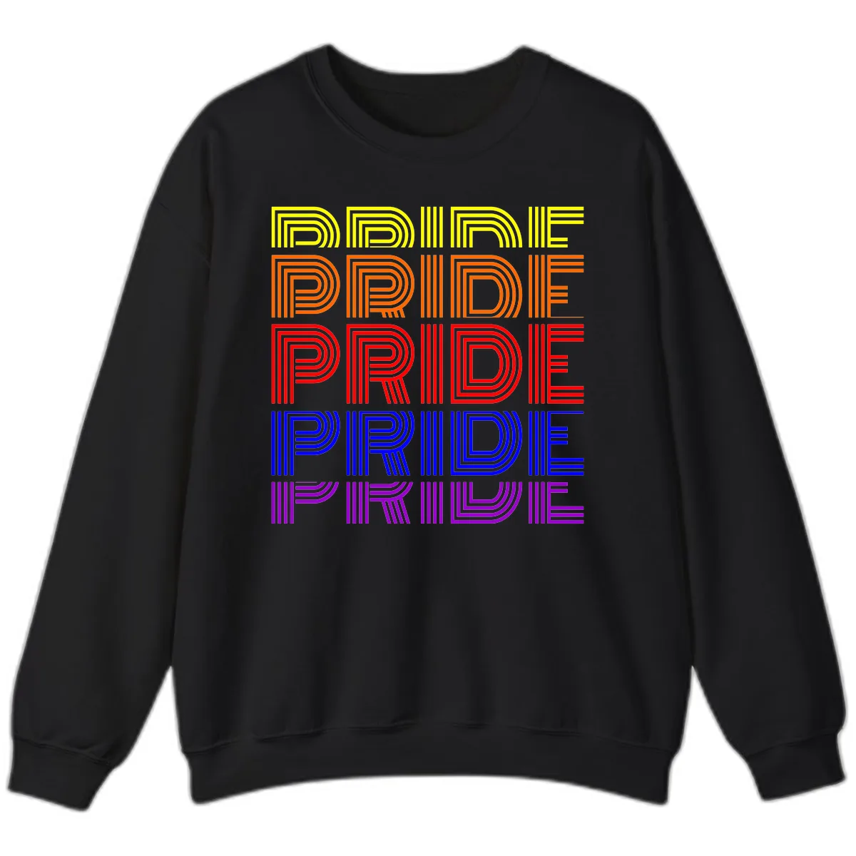 Rainbow Pride Repeating Text Design Sweatshirt in Black