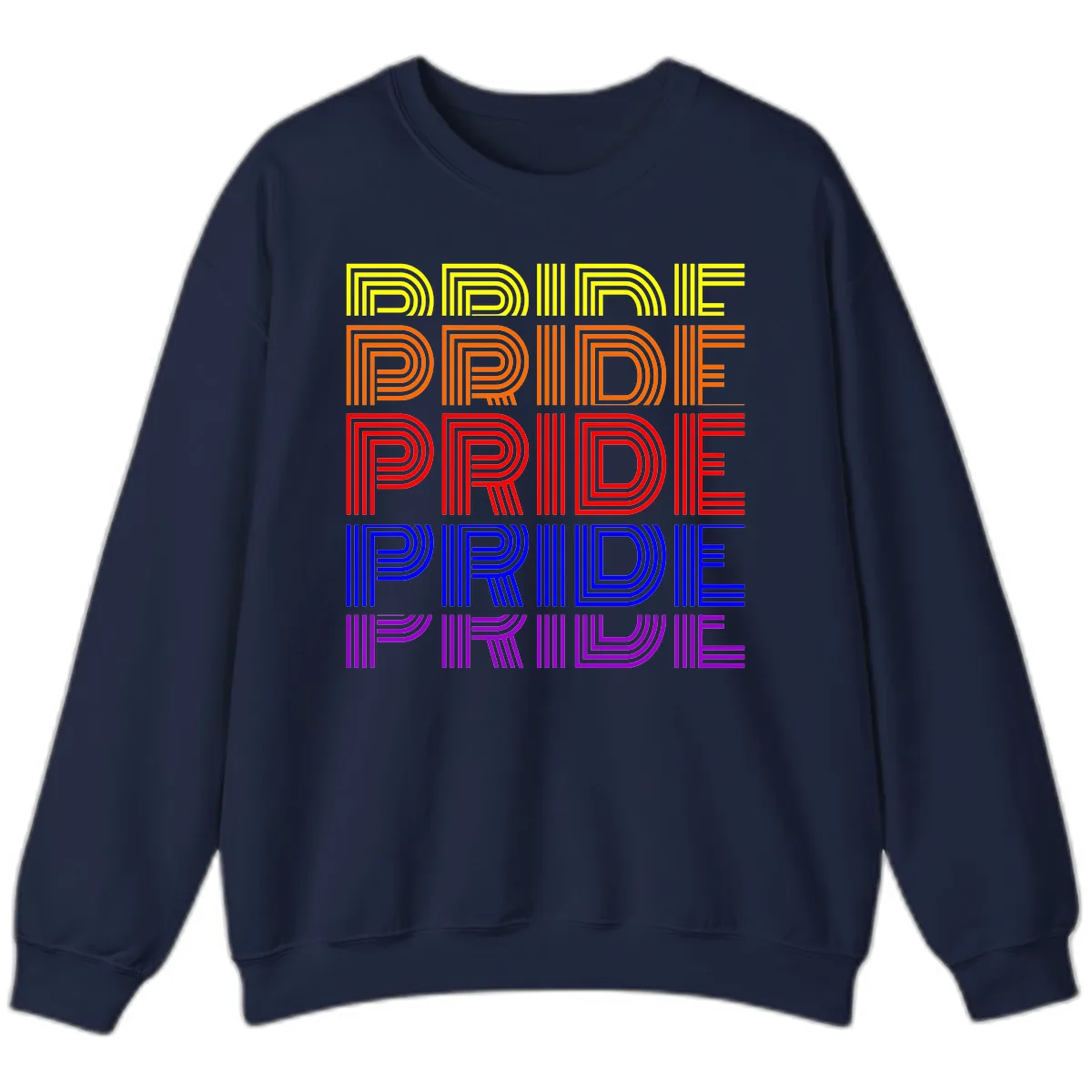 Rainbow Pride Repeating Text Design Sweatshirt in Navy