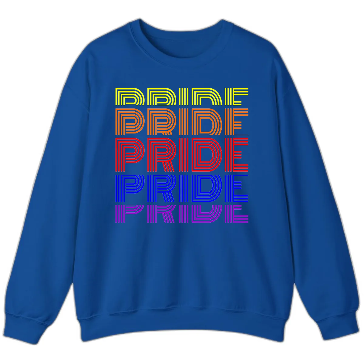 Rainbow Pride Repeating Text Design Sweatshirt in Royal