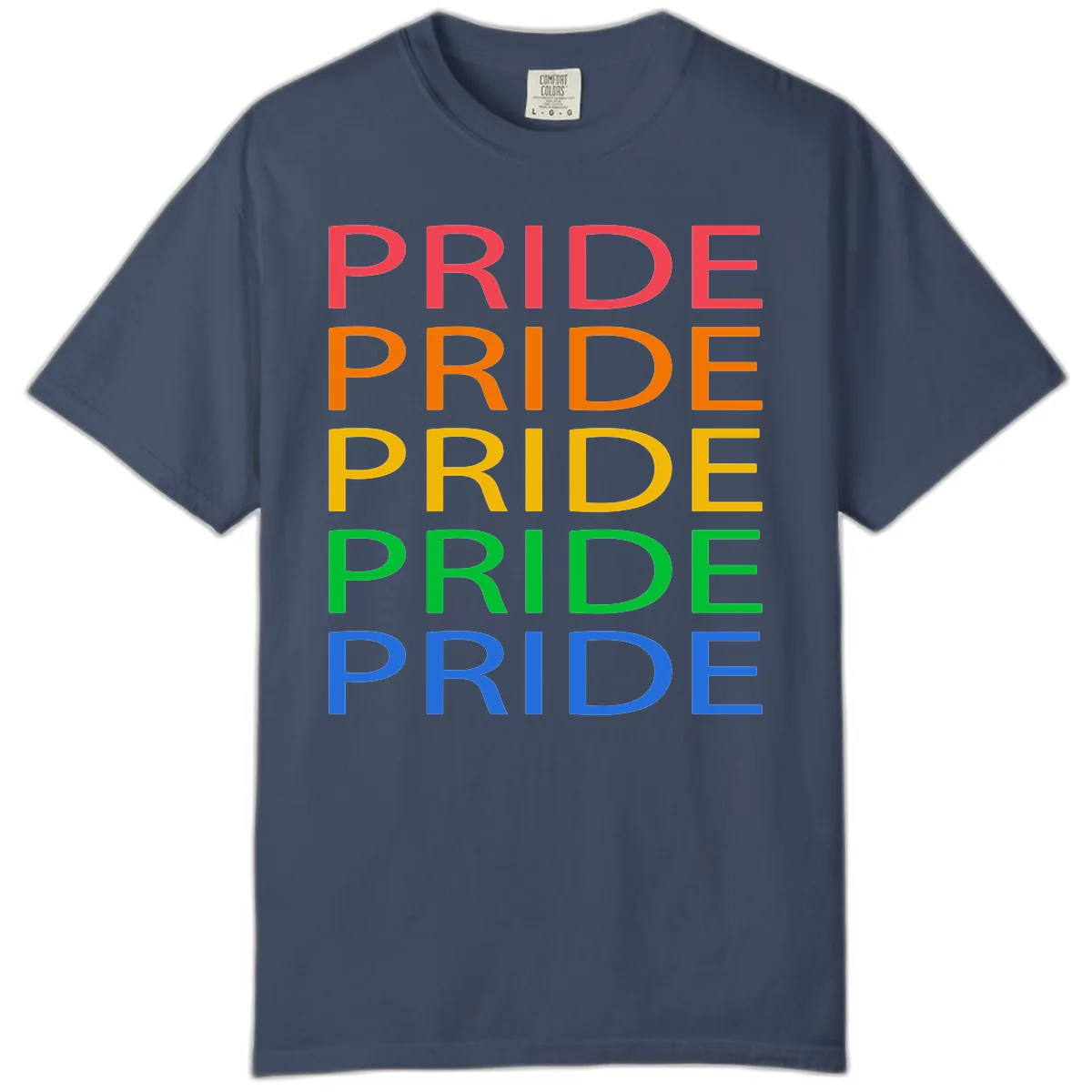 Rainbow Pride Repeating Text Comfort Color in Midnight