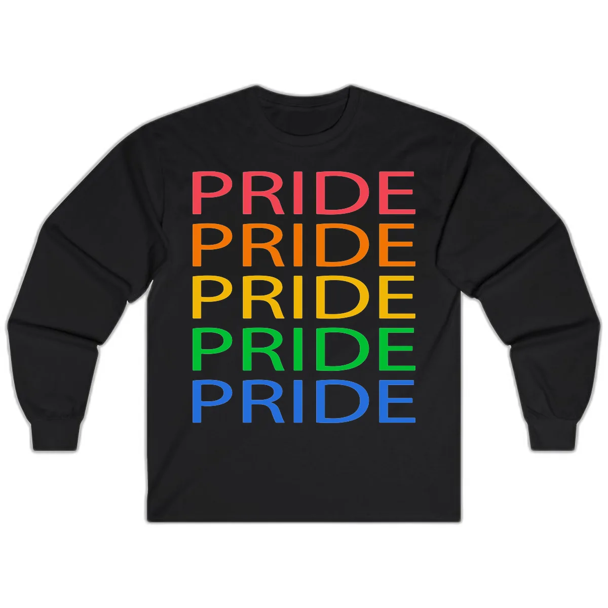 Rainbow Pride Repeating Text Long Sleeve in Black