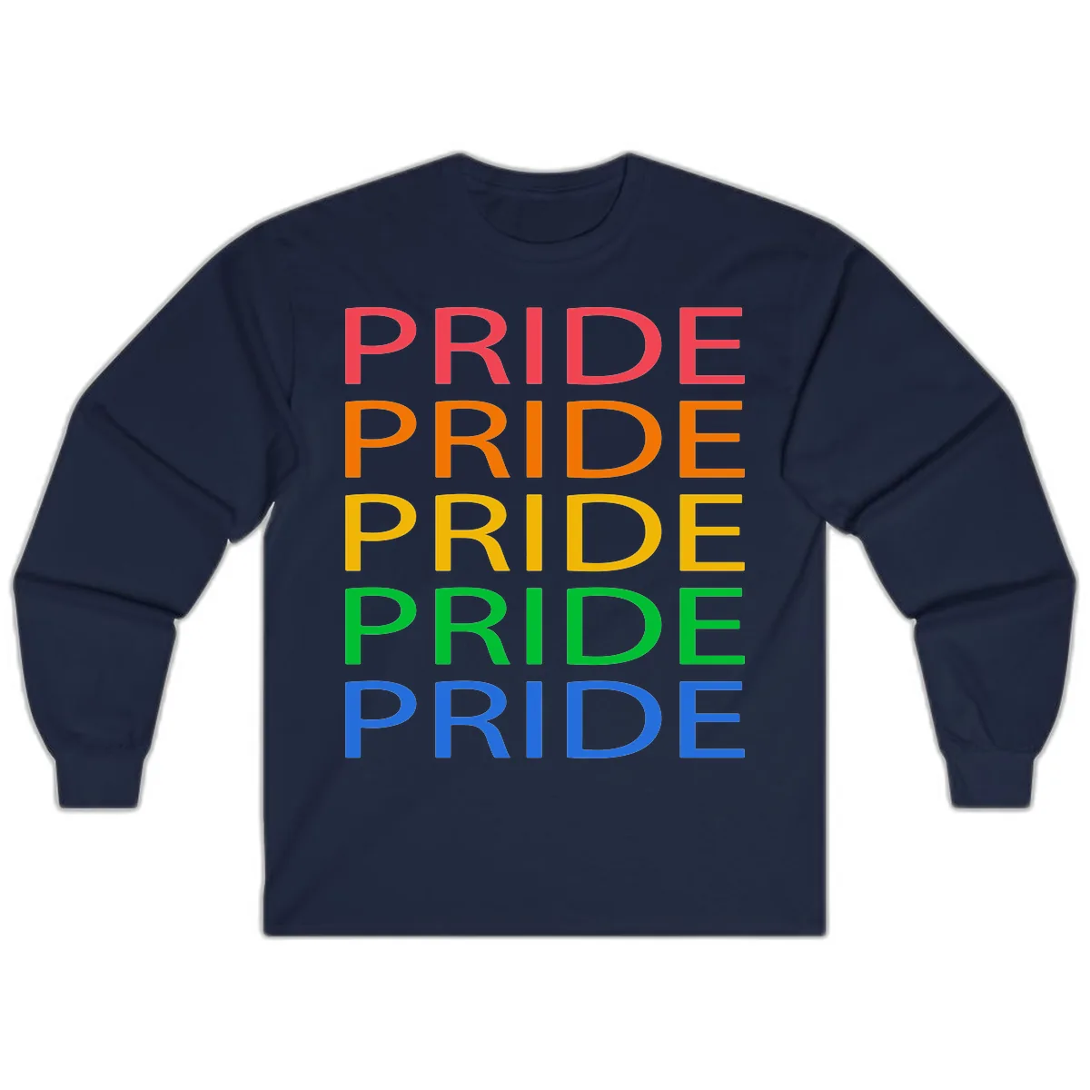 Rainbow Pride Repeating Text Long Sleeve in Navy