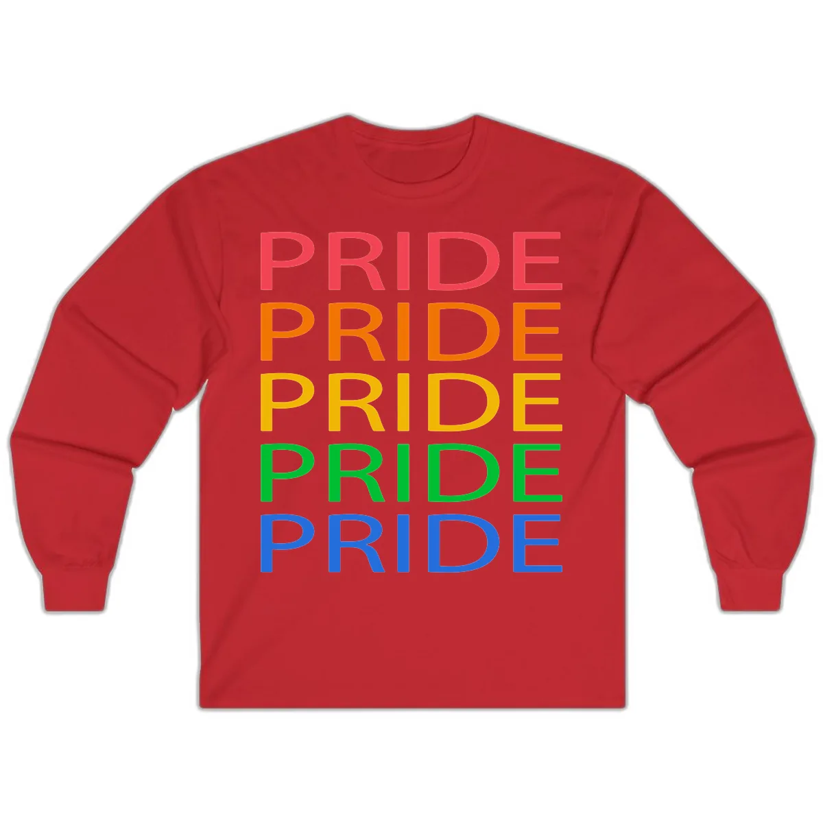Rainbow Pride Repeating Text Long Sleeve in Red