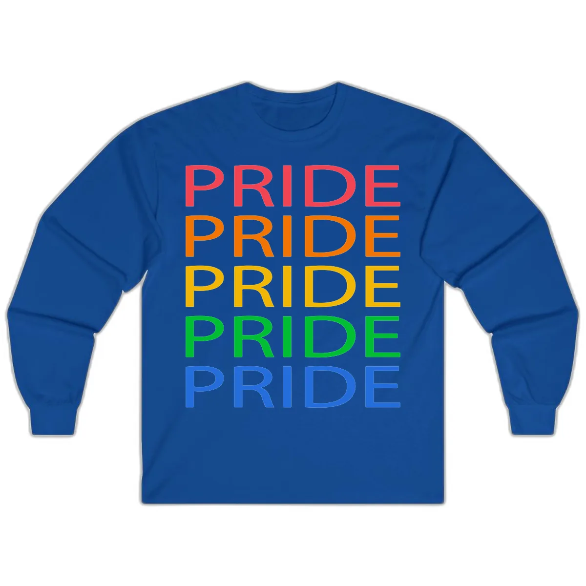 Rainbow Pride Repeating Text Long Sleeve in Royal