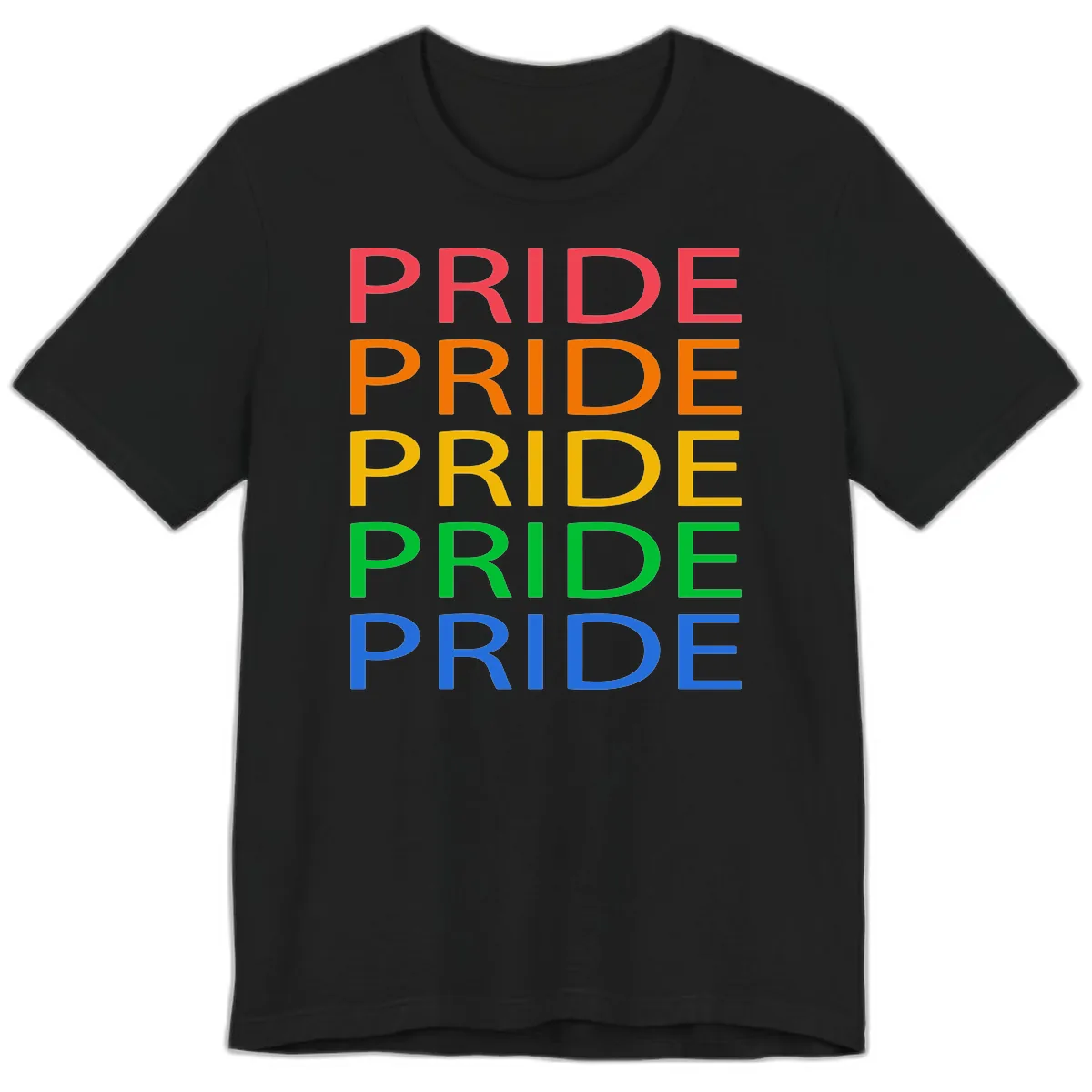 Rainbow Pride Repeating Text Premium T-Shirt in Black