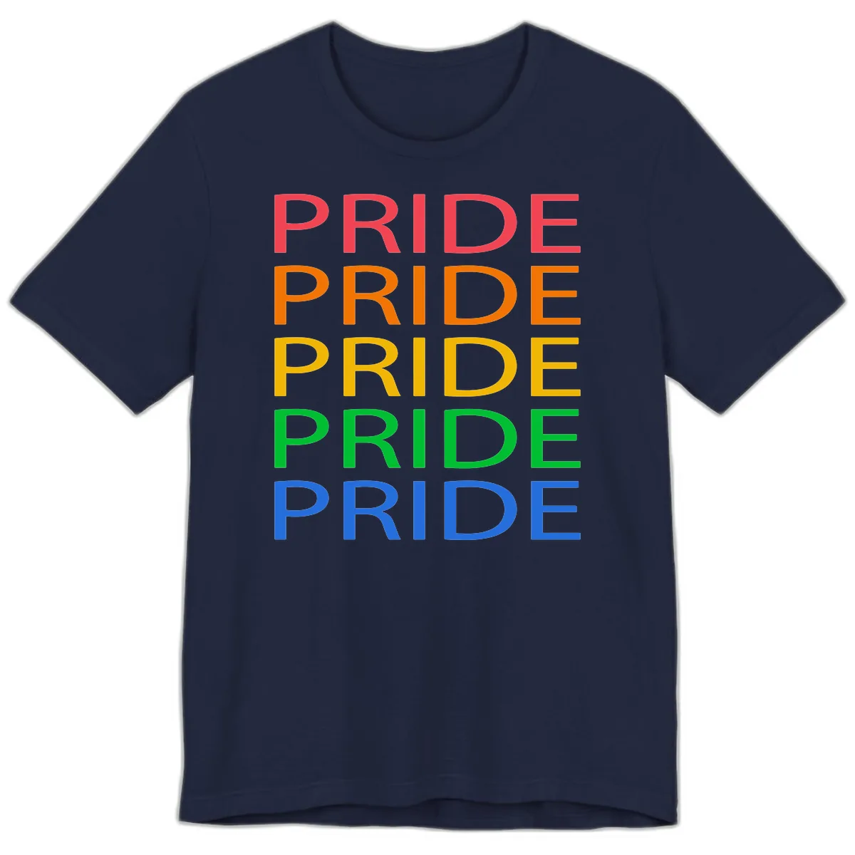 Rainbow Pride Repeating Text Premium T-Shirt in Navy