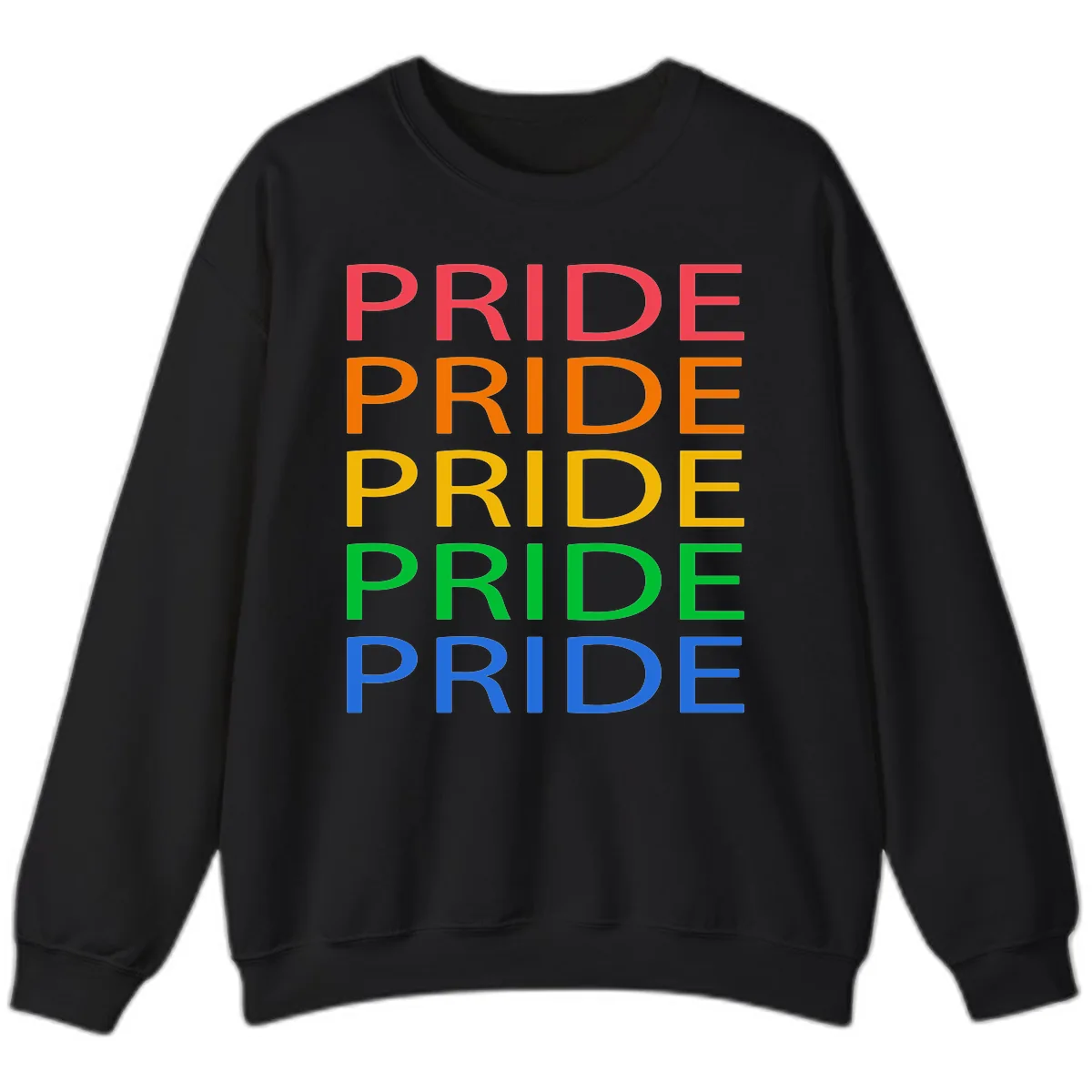 Rainbow Pride Repeating Text Sweatshirt in Black