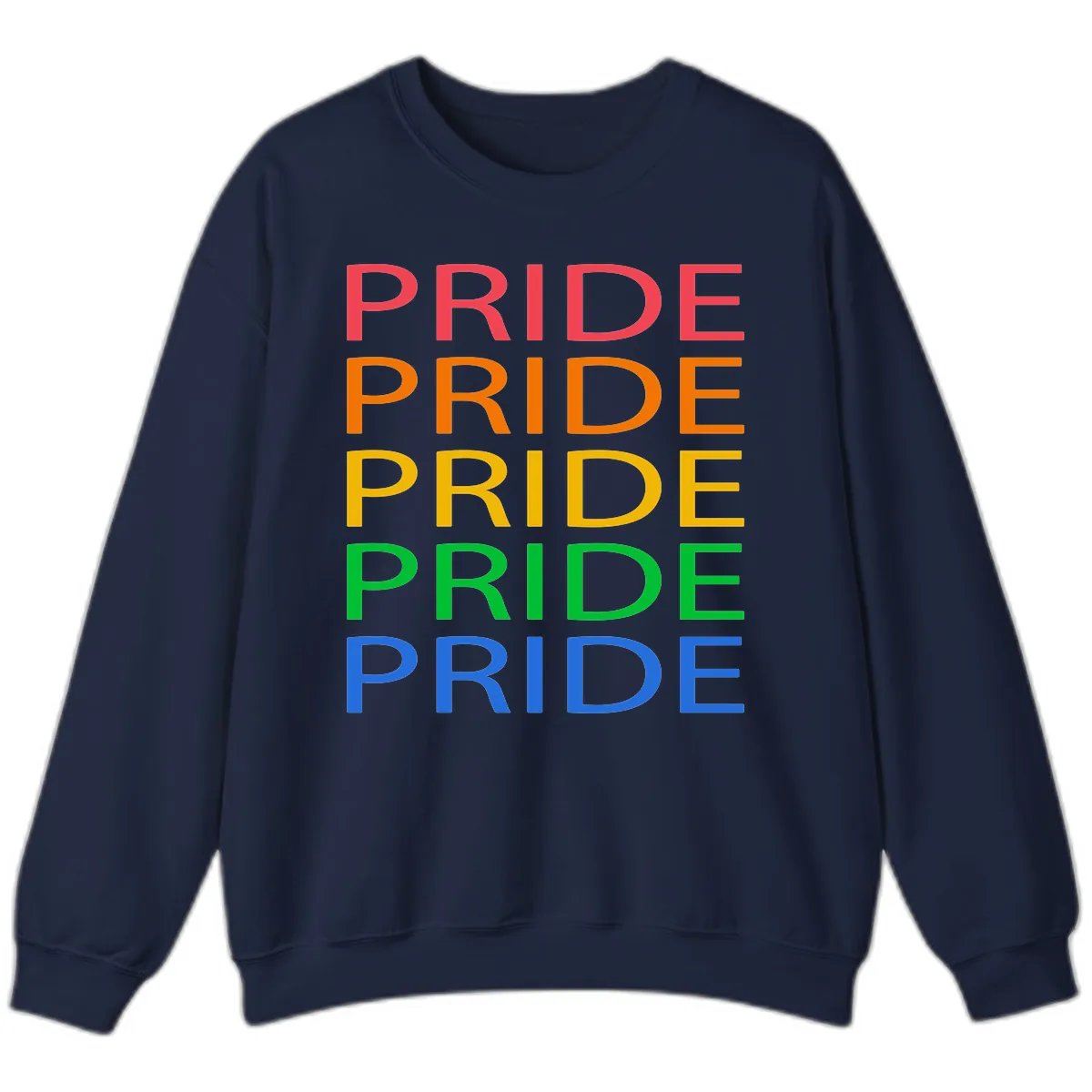 Rainbow Pride Repeating Text Sweatshirt in Navy