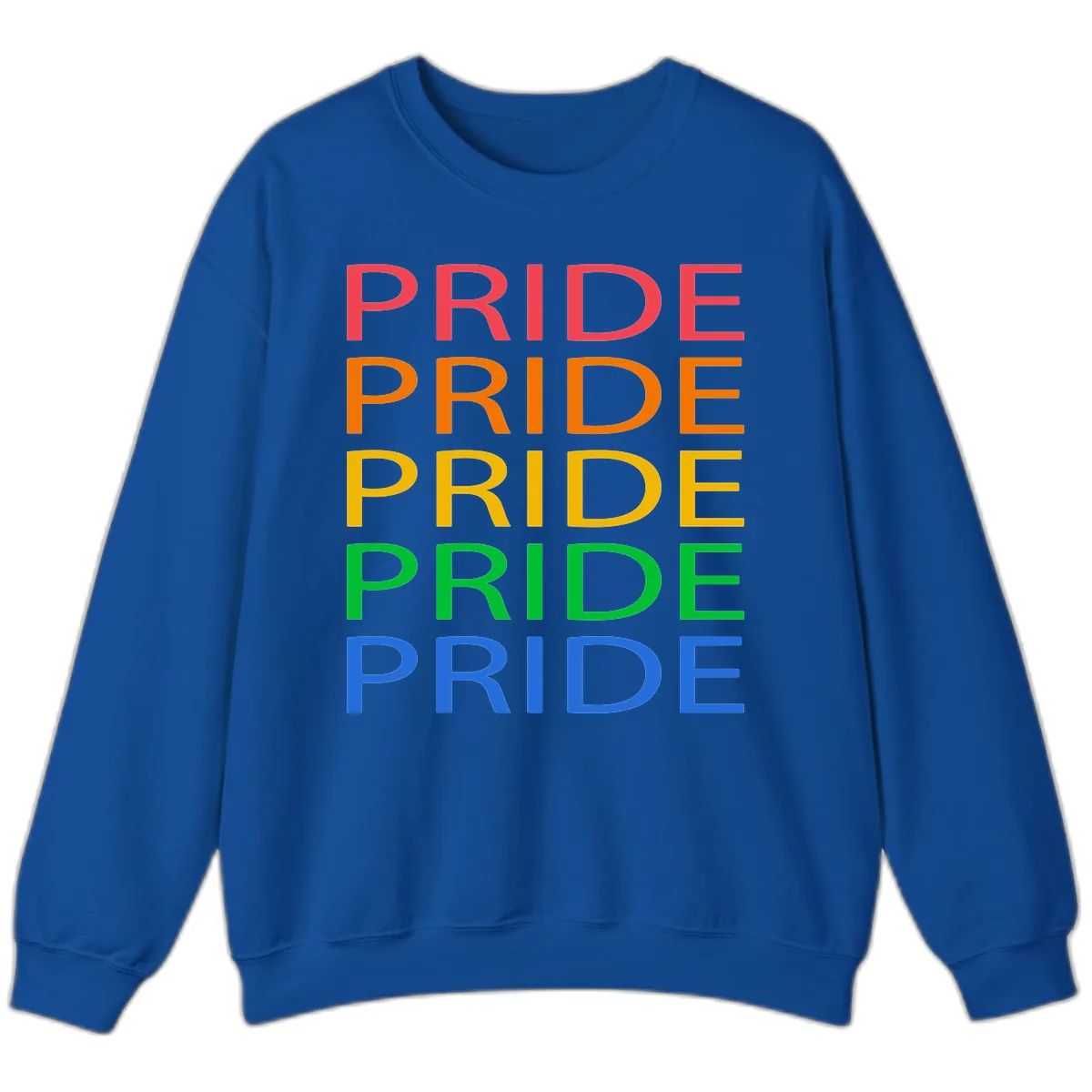 Rainbow Pride Repeating Text Sweatshirt in Royal