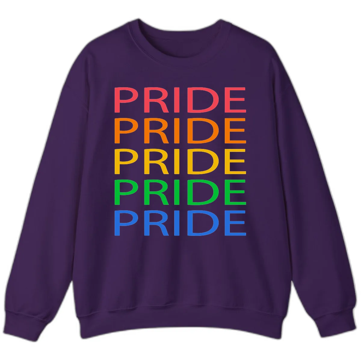 Rainbow Pride Repeating Text Sweatshirt in Purple