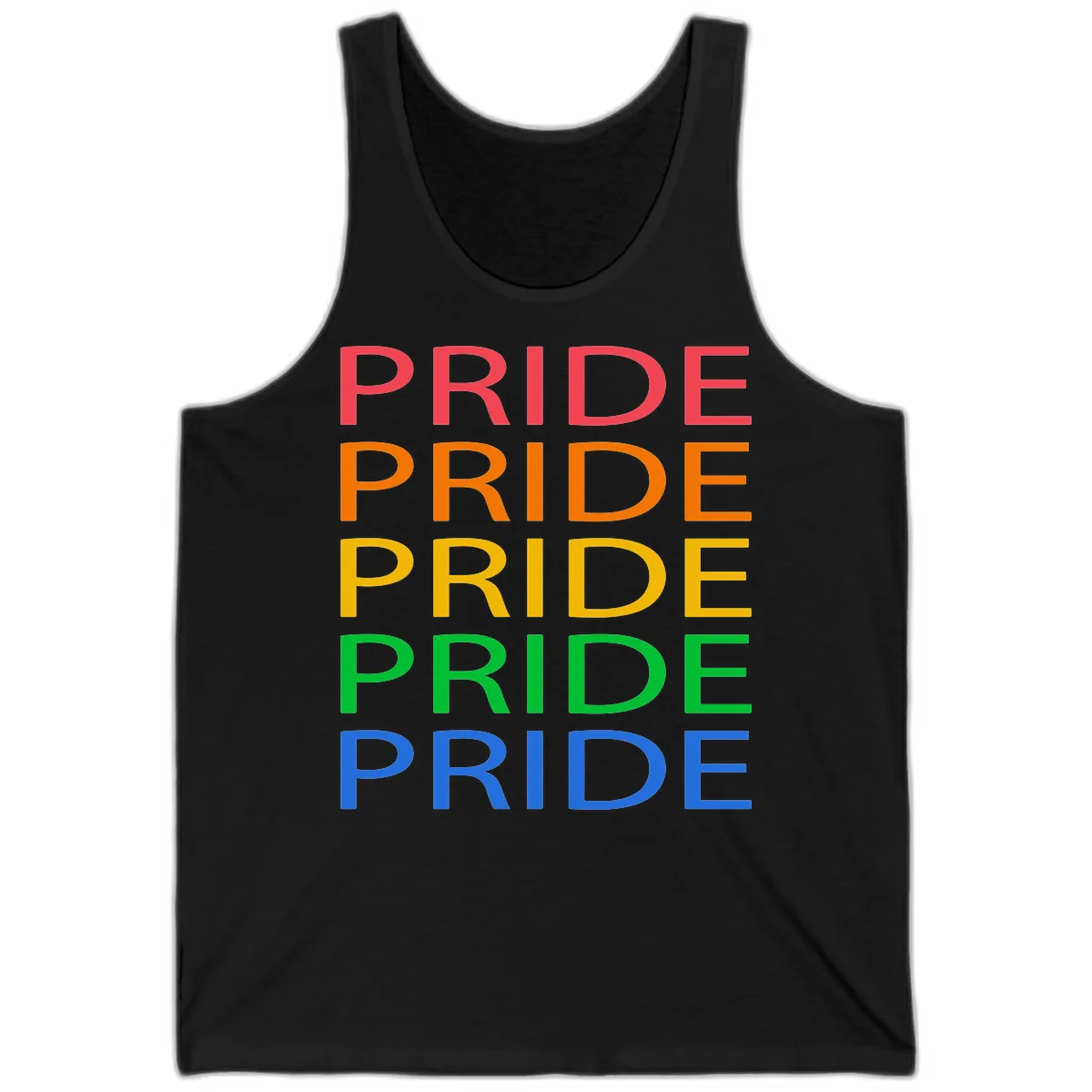 Rainbow Pride Repeating Text Tank in Black
