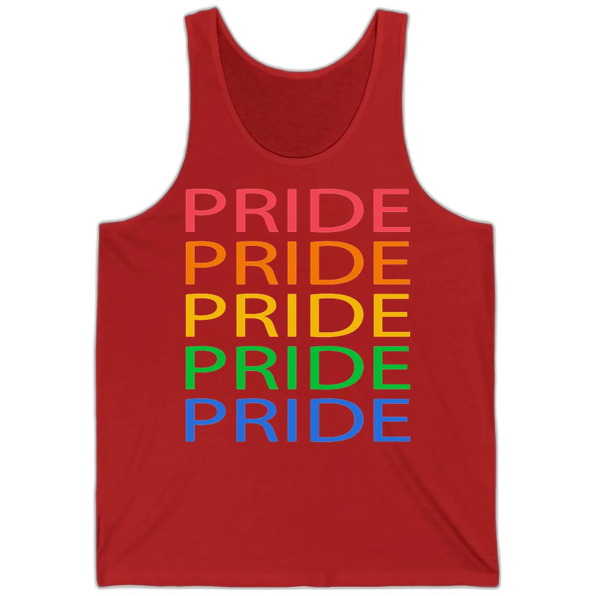 Rainbow Pride Repeating Text Tank in Red