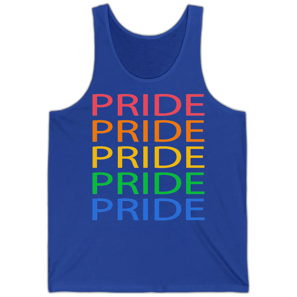 Rainbow Pride Repeating Text Tank in True Royal