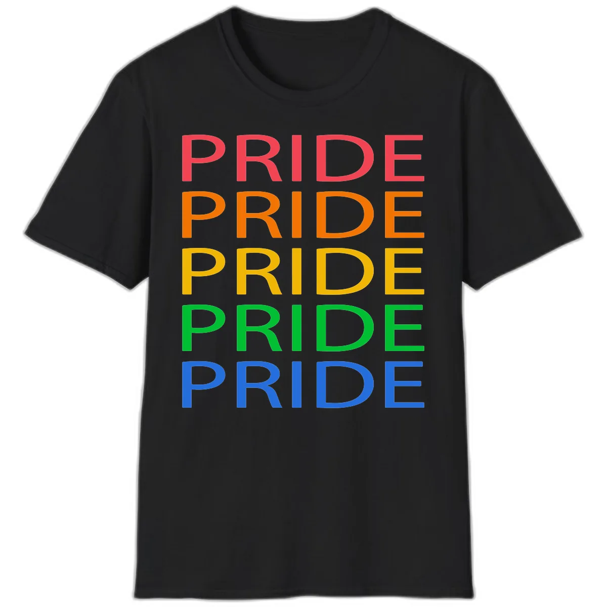 Rainbow Pride Repeating Text T-Shirt in Black