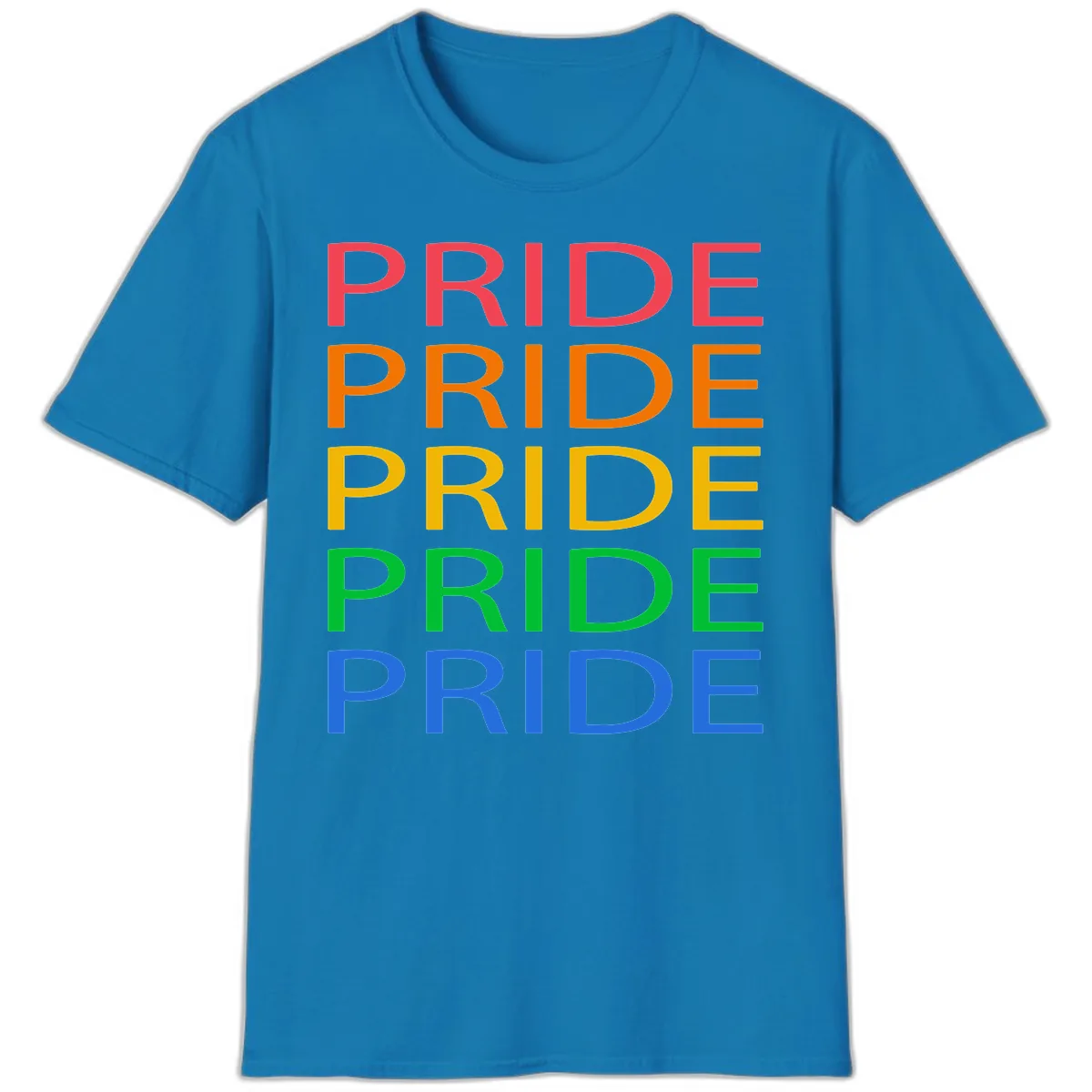 Rainbow Pride Repeating Text T-Shirt in Sapphire
