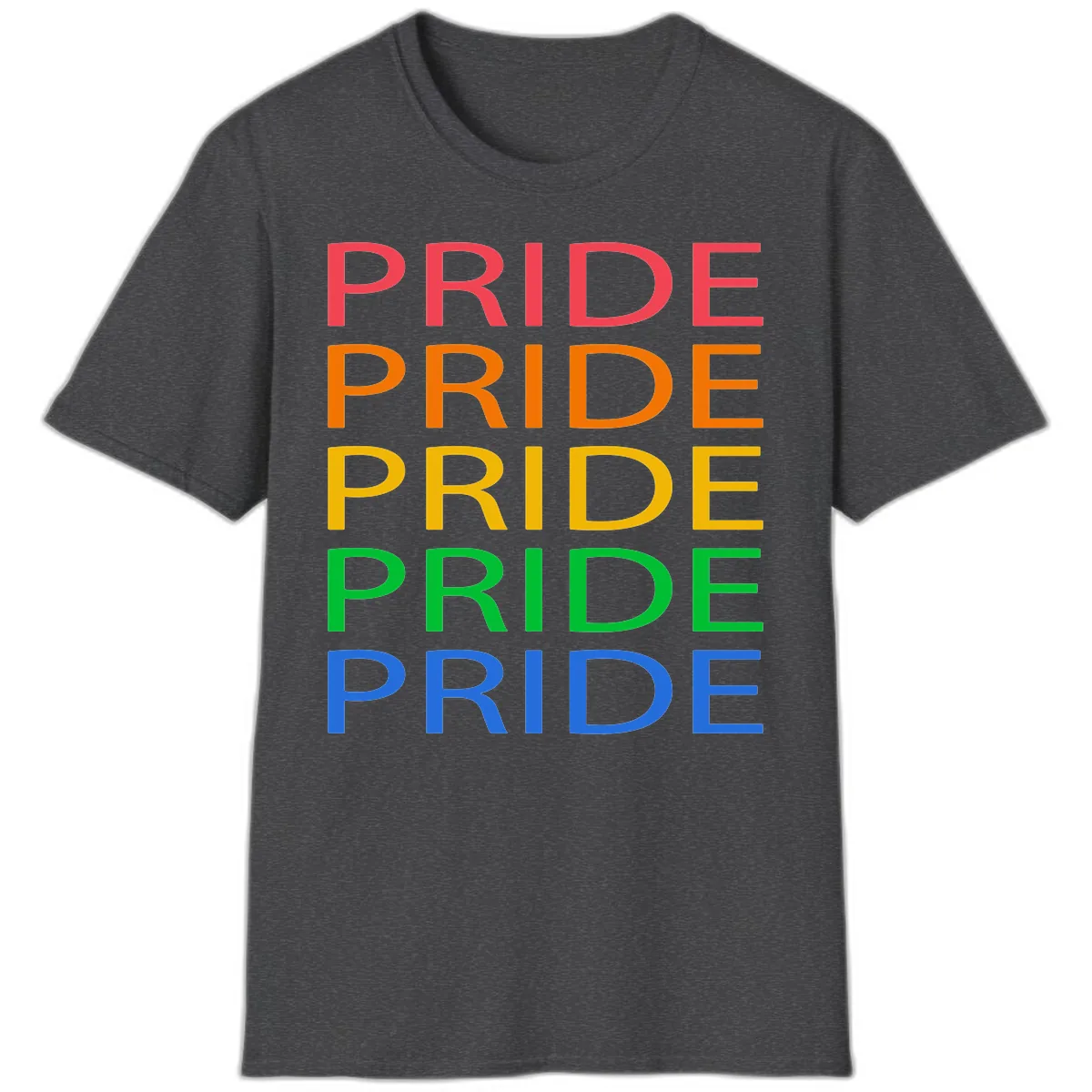 Rainbow Pride Repeating Text T-Shirt in Dark Heather