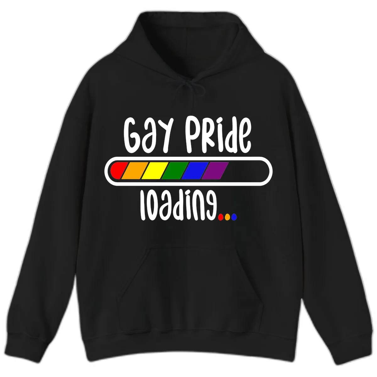 Gay Pride Loading Bar Hoodie in Black
